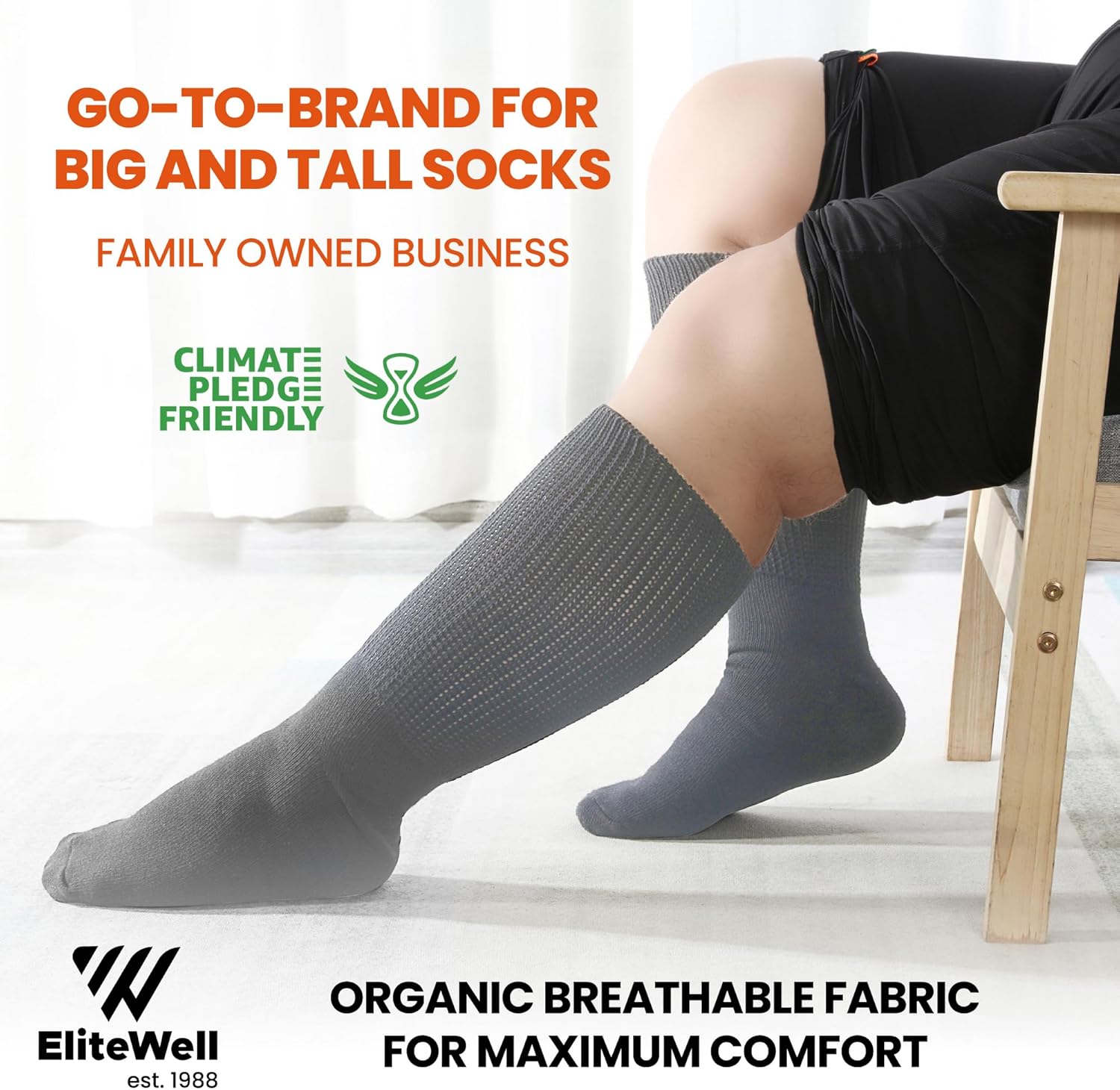 Wide Calf Socks, Women and Men's Wide Socks, Extra Wide Socks, Diabetic Socks for Men and Women, Loose Fit Socks - 3 Pairs