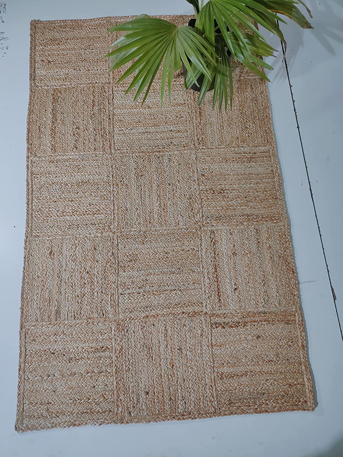 HOMDECLOYAL ® Jute Braided Natural Hand Woven & Reversible for Living Room Kitchen Entryway Rug, Jute Burlap Braided Rug, Jute012, 5X7 2
