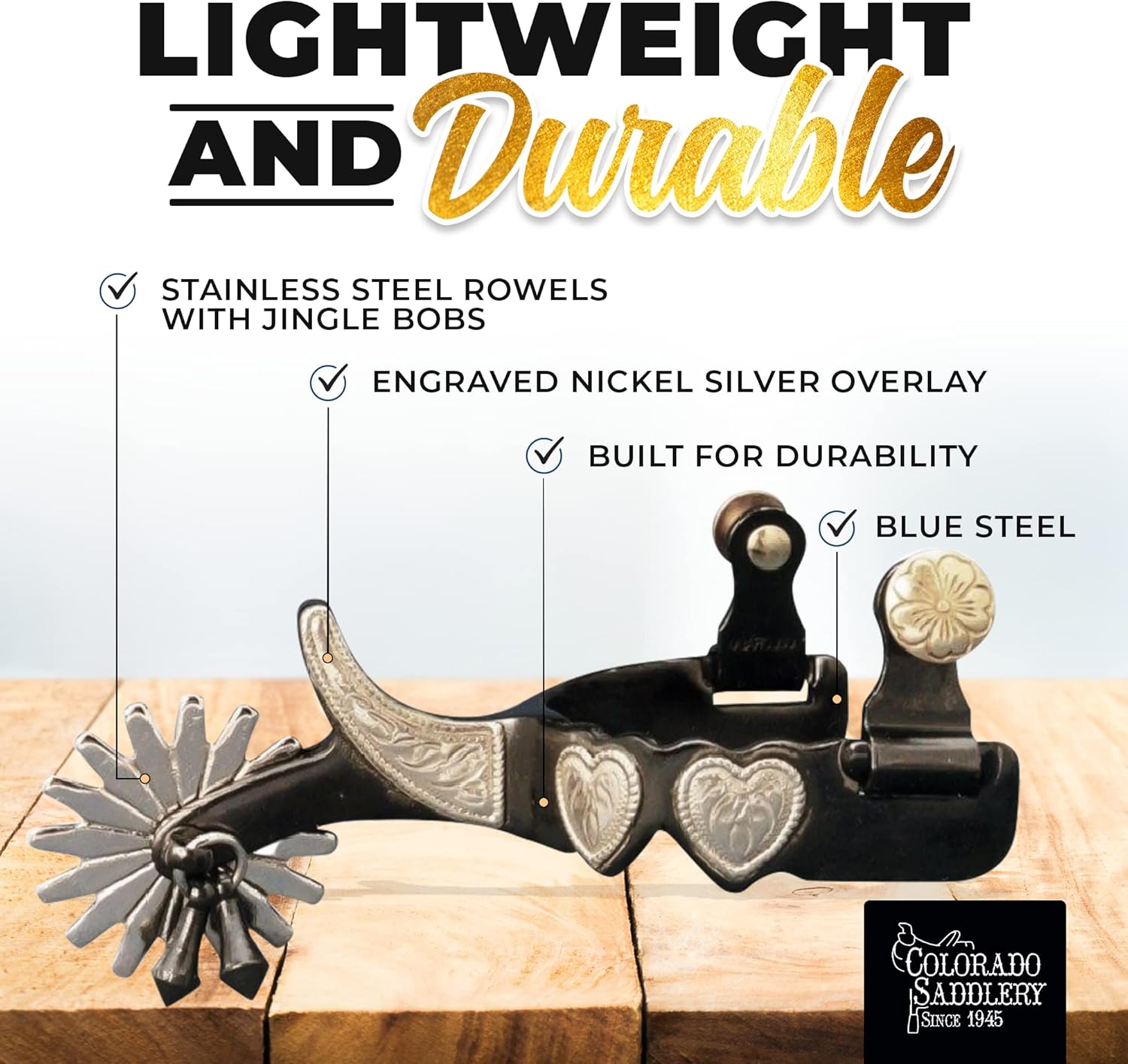 Colorado Saddlery Women's Romero Heart Spur, Black/Silver