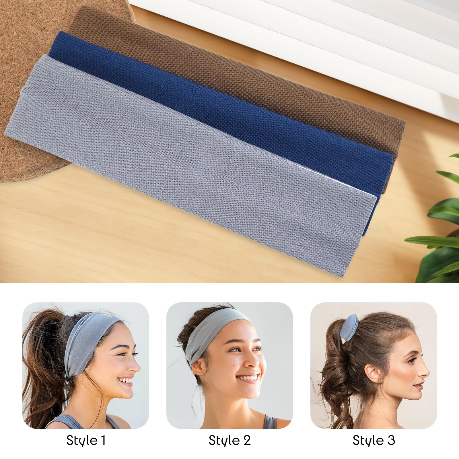 12Pcs Elastic Cotton Headband, Stretchy Headband, 5cm Non-Slip Headband, Yoga Soft Headband, Sweat Wicking Headbands - Image 4