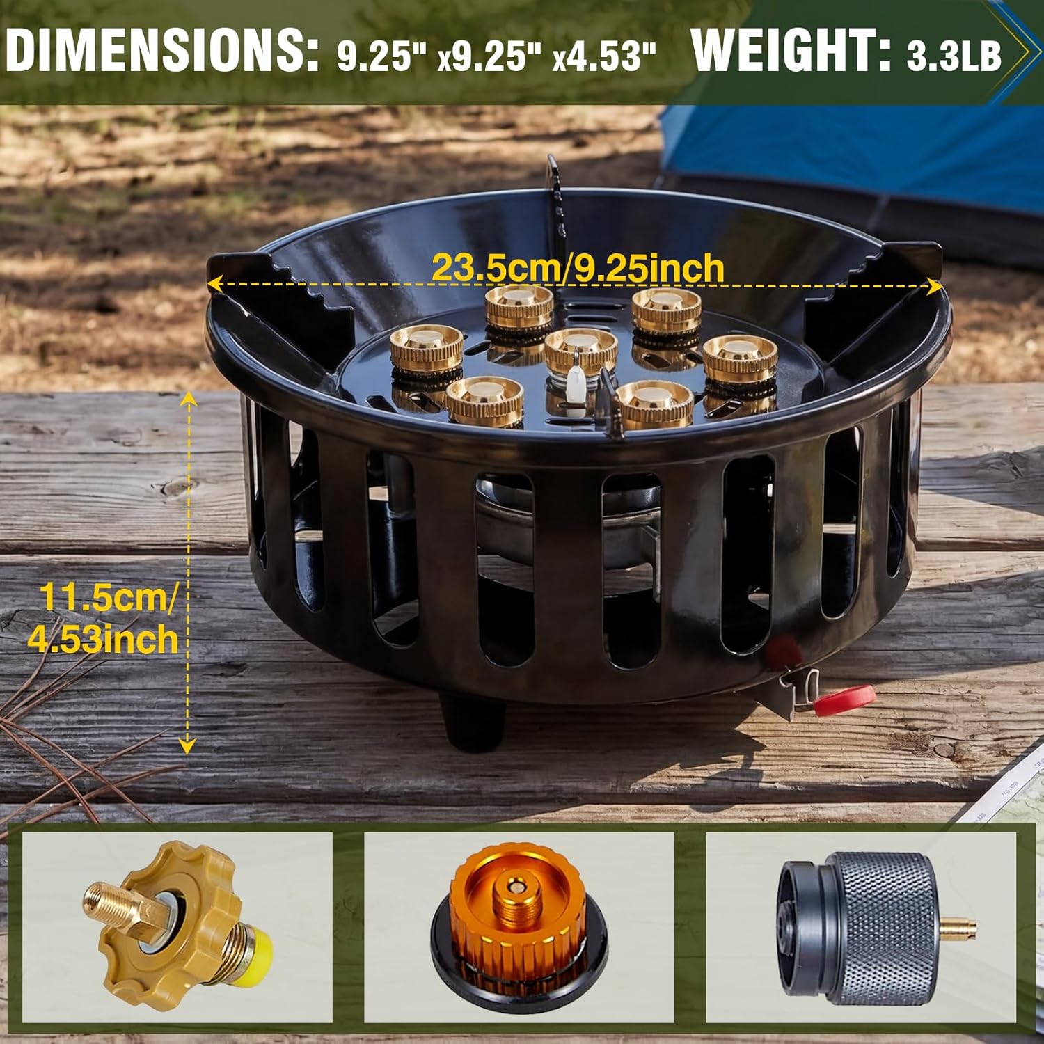 Bestfire 72,000 BTU High Output Propane Burner, Windproof Outdoor Gas Stove with Piezo Ignition, Portable Camping Stove with 3 Adapters & Carrying Bag for Tailgating, Brewing, Grilling - 4ft Hose