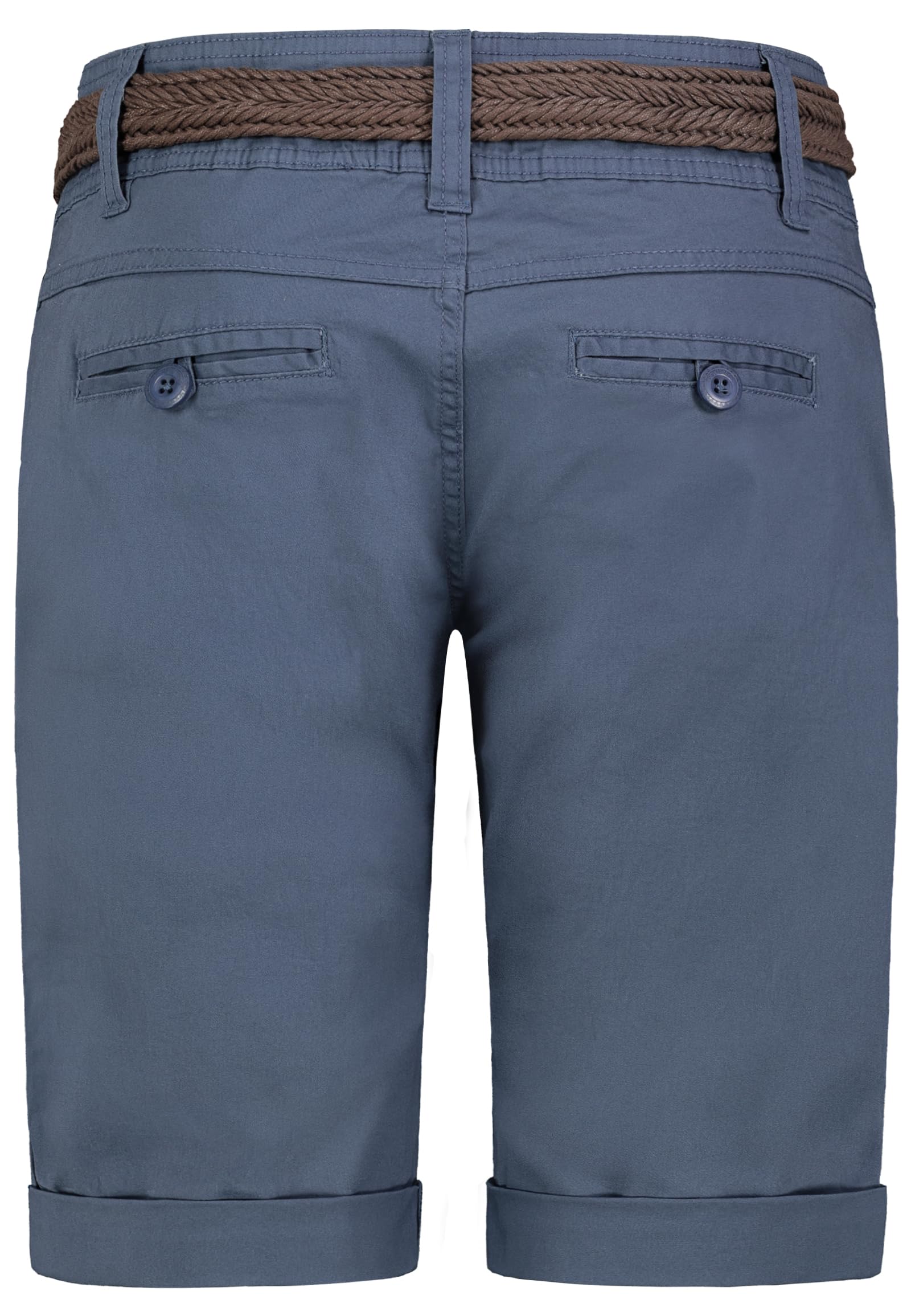 FRESH MADE Damen Bermuda-Shorts im Chino Style mit Gürtel Baumwoll Stretch Twill
