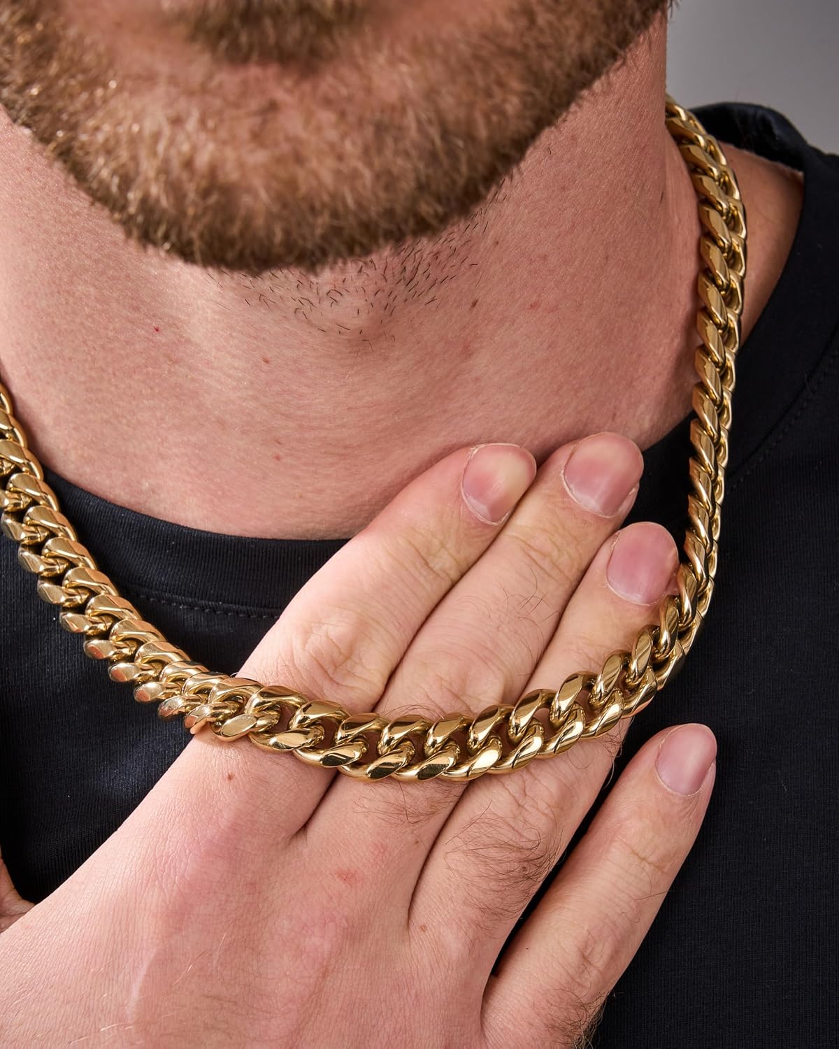 14k Real Gold Plated Cuban Link Chain for Men,6mm-16mm Miami Cuban Chain Necklace, Gold Chain for Men Women, Hip-Hop & Cool Stainless Steel Necklace 18-30 Inches-Send Gift Box(Father Day Birthday Christmas Gift)