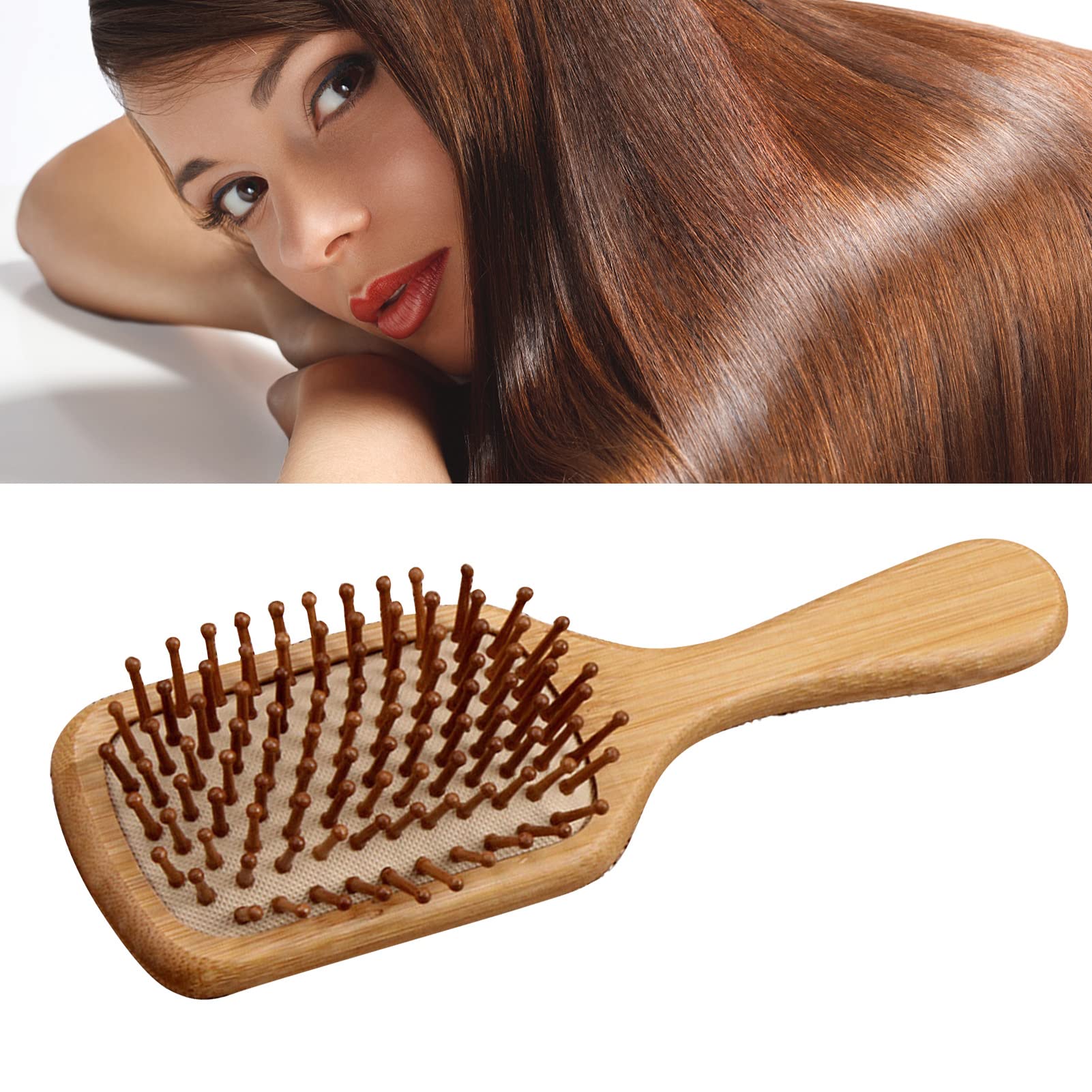 Cushion Brush, Smoothing Ergonomic Bamboo Paddle Hair Brush Styling Tool Massage for Travel for Men Women - Image 3