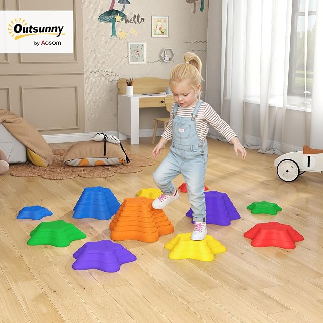 Foto 2 de 8 de Outsunny Piedras de Equilibrio para Niños Apilables Bloques de Equilibrio Antideslizante Estilo Estrella…