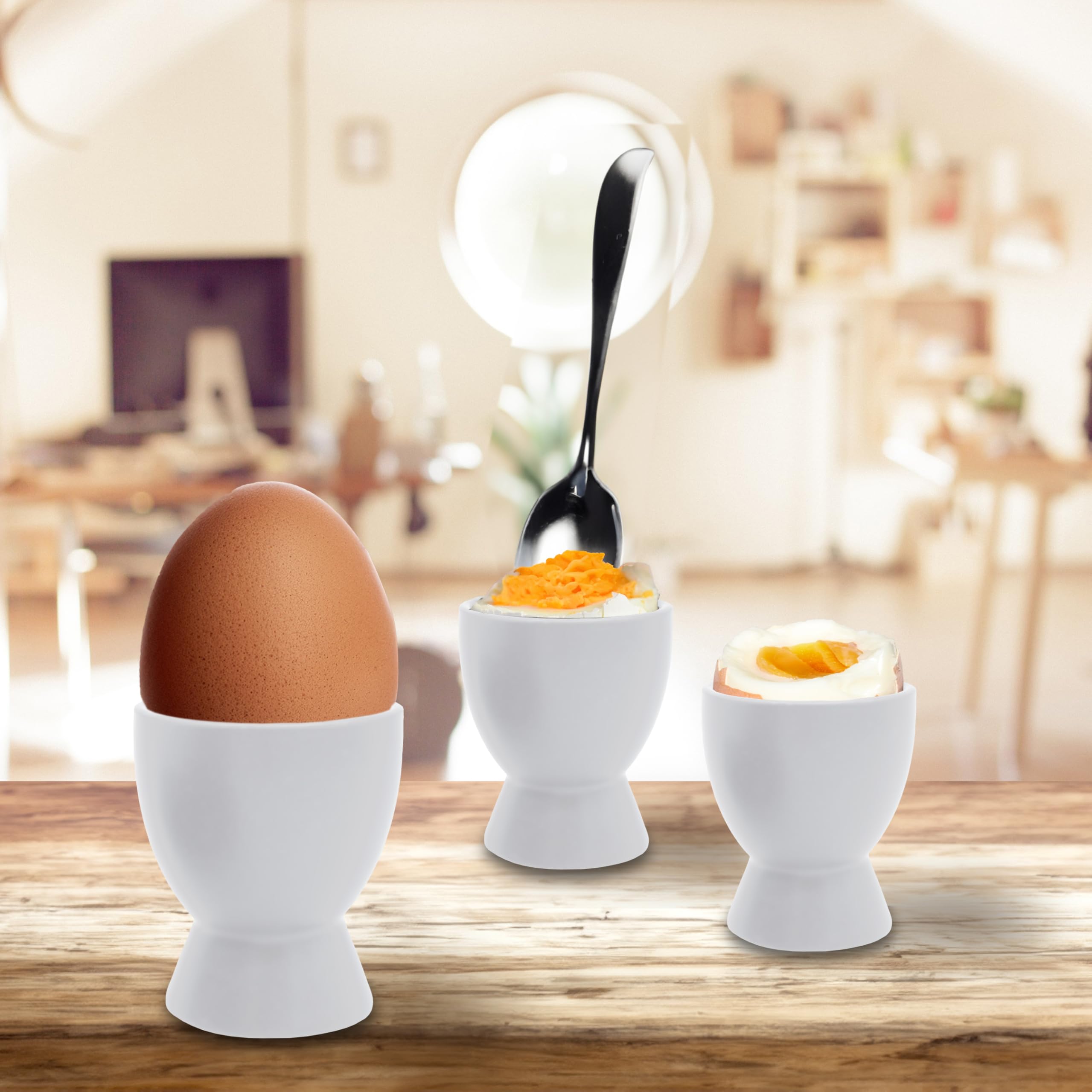 Feinkeramik Eierbecher weiß matt, 8er Set