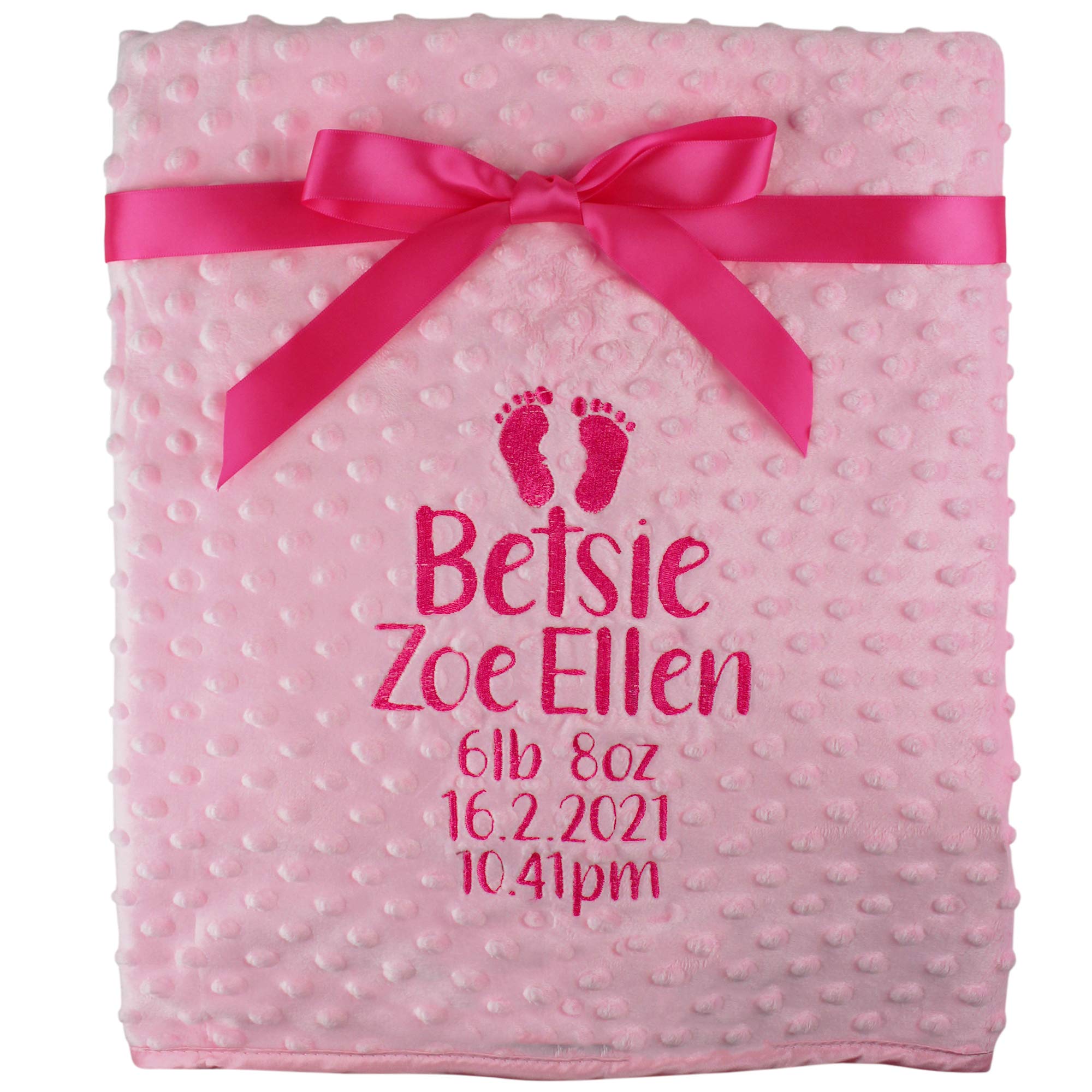 Teddyts Pink Personalised Gift Message Baby Footprints Bubble Blanket (Pink)