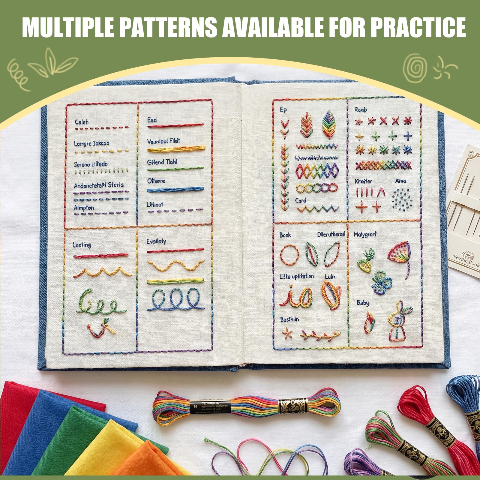 MinXin Embroidery Stitch Book, 2026 Nuovo Embroidery Kit, Kit Ricamo con 143 Modelli, DIY Libro Ricamo, Set di Ricamo per Adulti Principianti e Appassionati di Artigianato