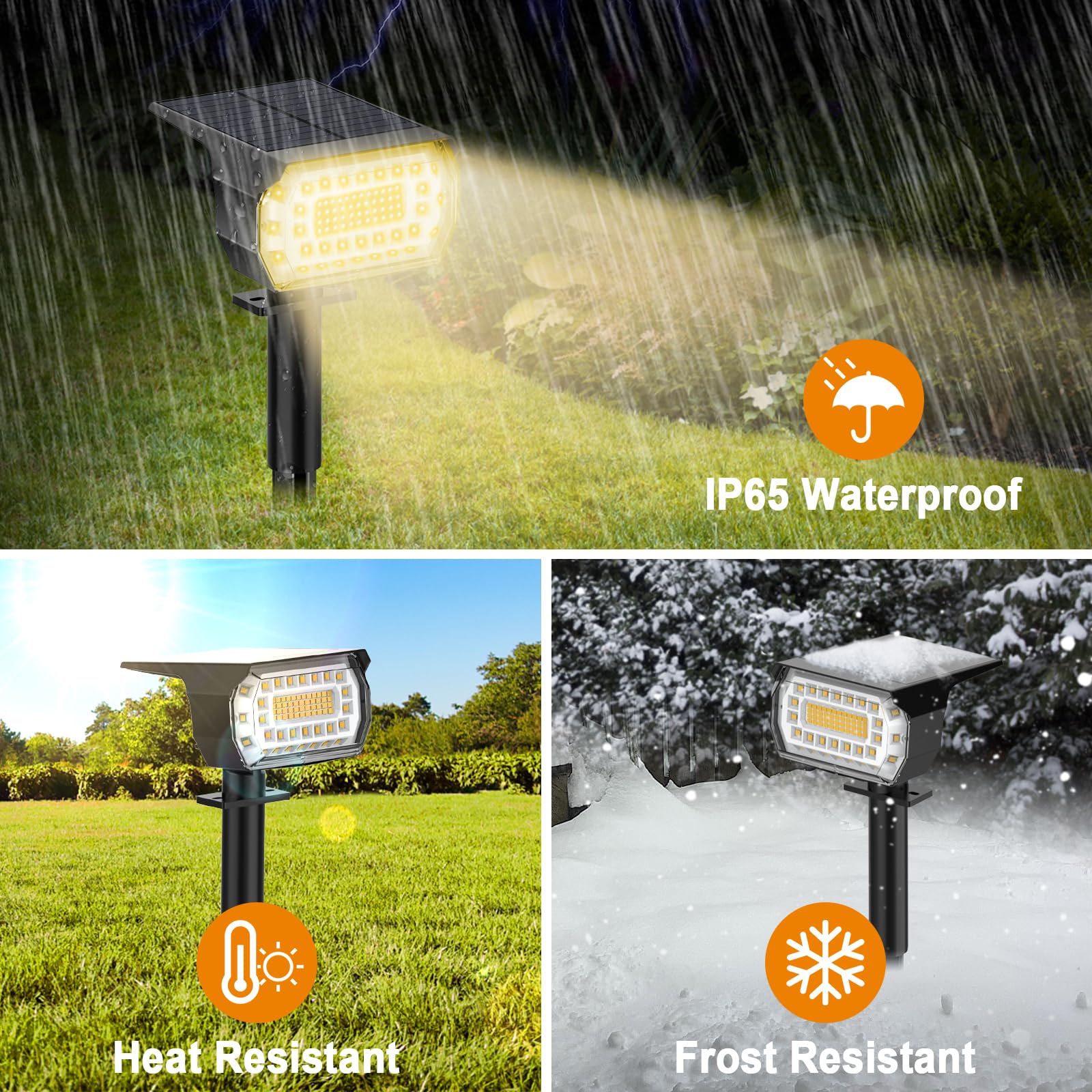 Kasonic Solar Spot Lights 2 Pack – Daylight & Warm White, Waterproof Outdoor - View #2