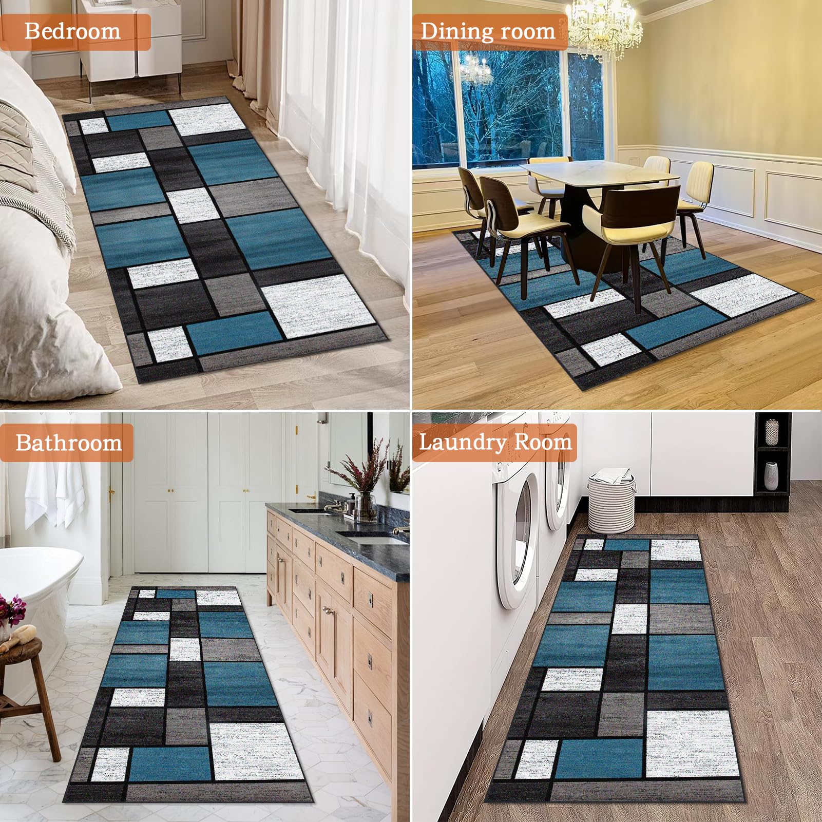 Alfombra Antideslizante para Pasillos Larga 80 x 300 cm Geometría Moderno Alfombra Corredor Alfombra Cocina Absorbente Lavable Alfombra Entrada Interior Largo para Lavandería Sala de Estar