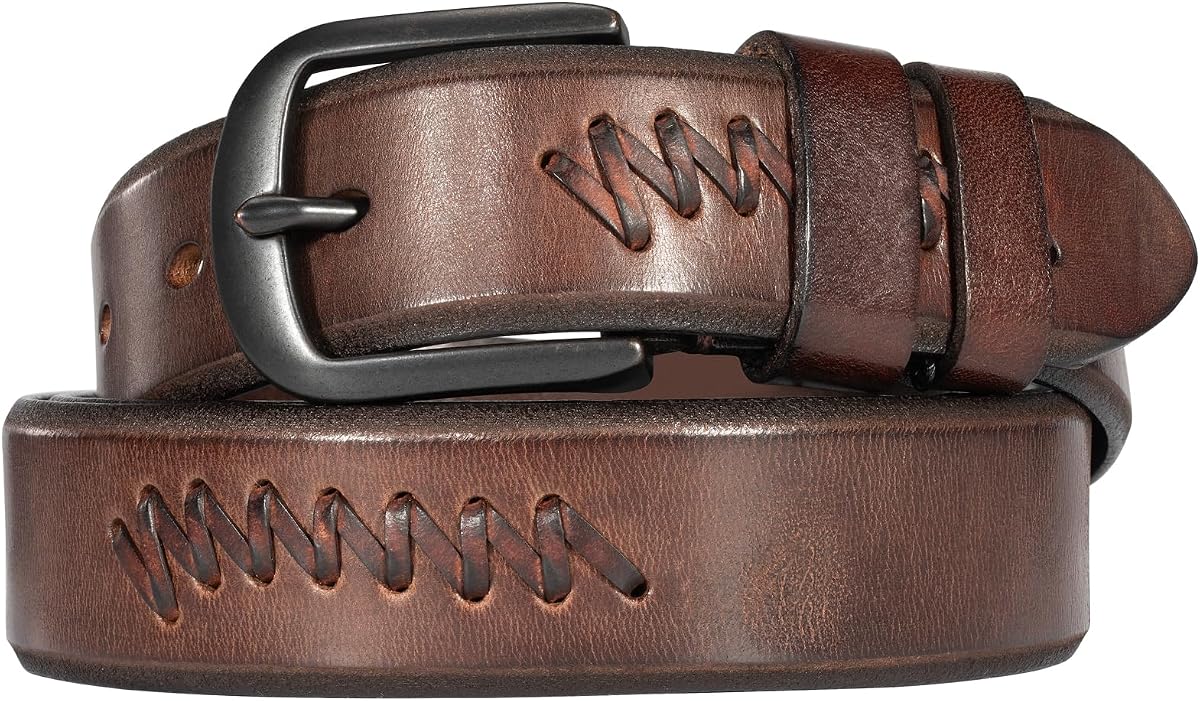 1.3“ Women's Casual Leather Belt with Metal Buckle | Leather Braided,Genuine Leather,For Jeans Pants