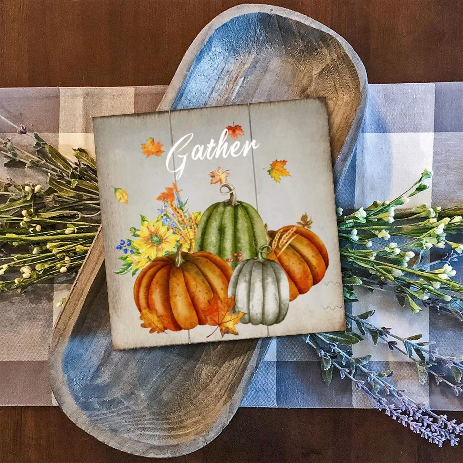 Décoration murale en bois automnale pour une cuisine chaleureuse