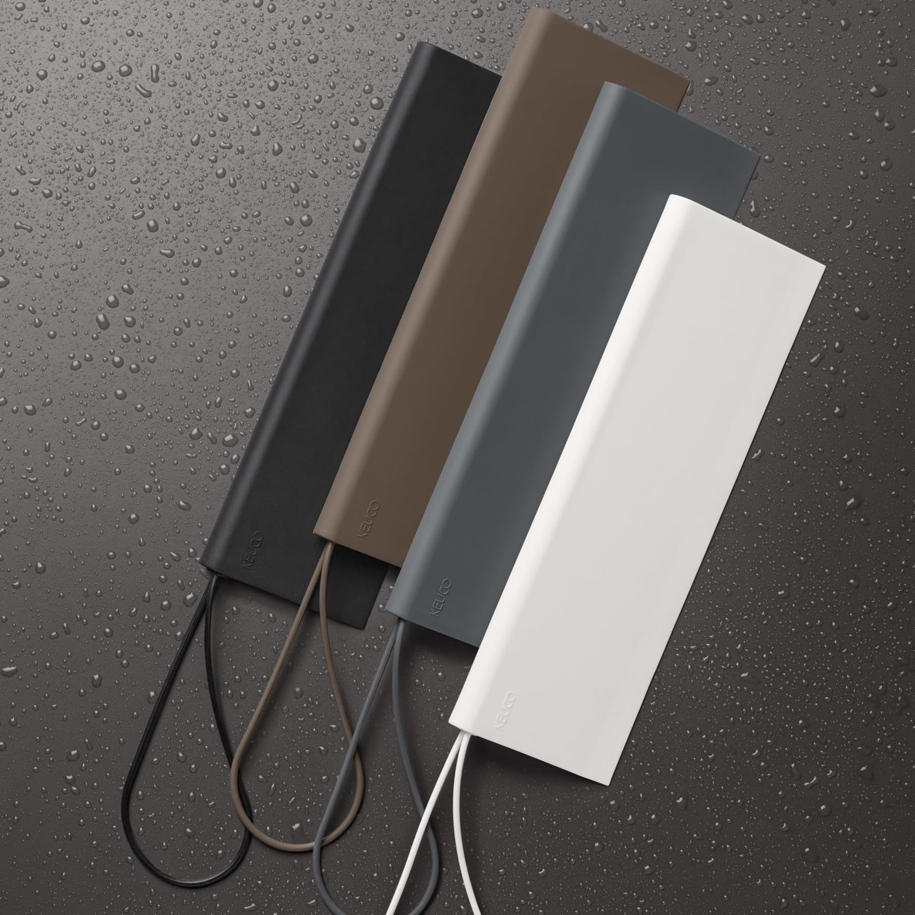 KEUCO Tergipavimento per doccia in silicone, con supporto a parete, tergivetro per incollare, 26,4x8,2x1,7 cm, senza aloni, spatola per doccia, colore: nero