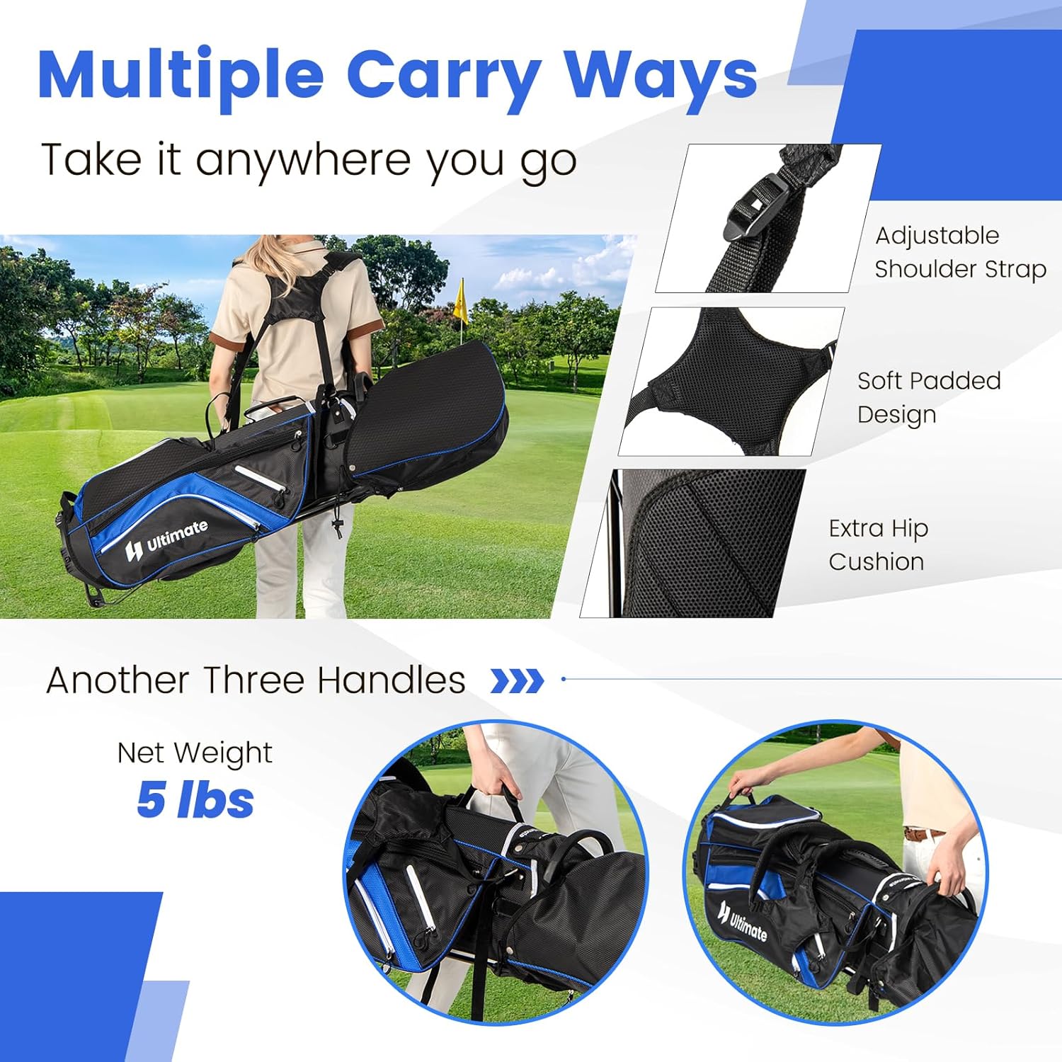 Nightcore Golf Stand Bag with 14 Way Organizer Divider Top, Premium Golf Club Bag with Dual Shoulder Straps, Handles and Rain Hood, 6 Pockets incl. Cooler Bag, Lightweight for Men and Women
