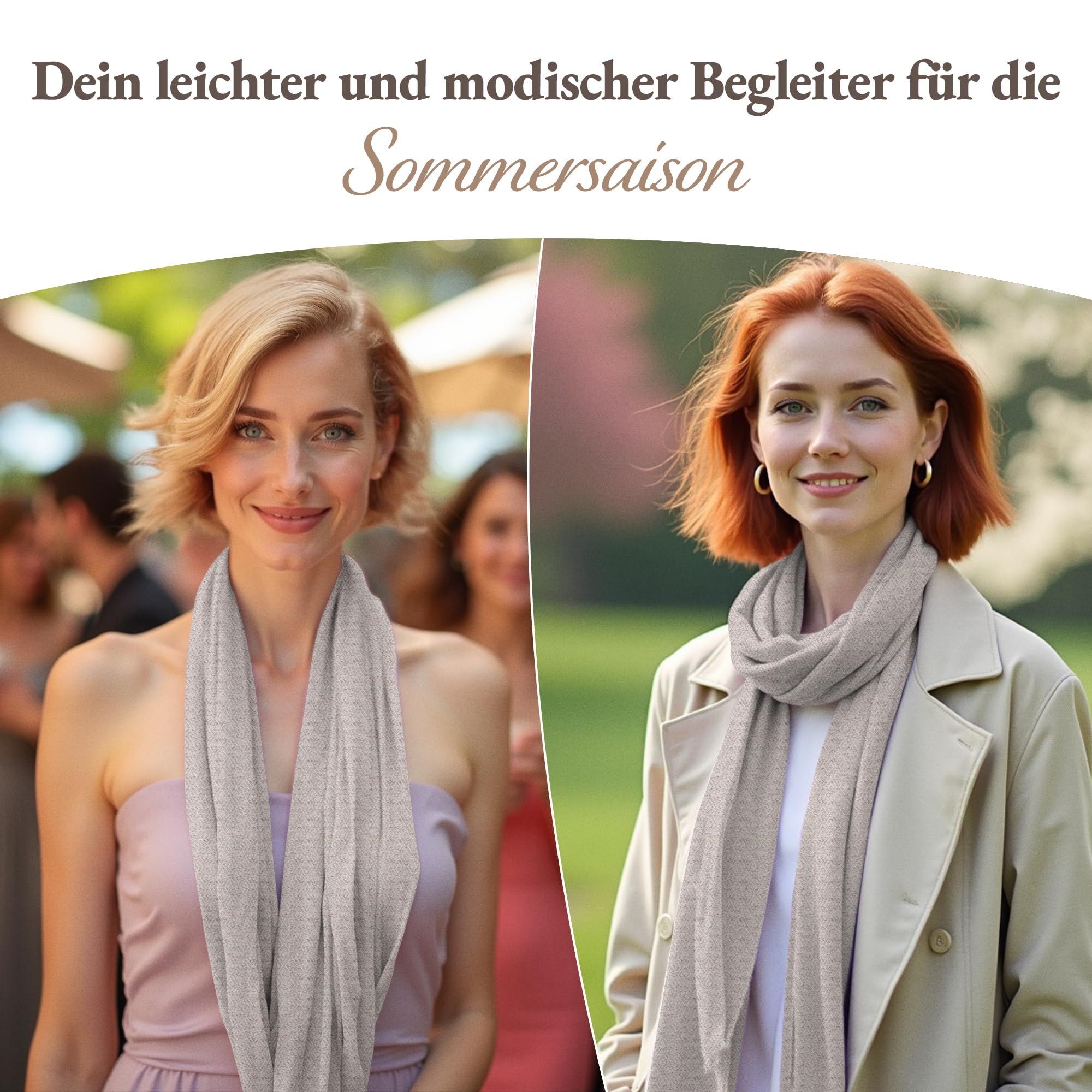 Sommerschal Damen aus 100% Kaschmir – Handgewebter Kaschmirschal mit Karomuster – Leichtes Halstuch, Stola & Tuch für Frühling & Sommer – Unisex, Hergestellt in Nepal (68x190 cm)