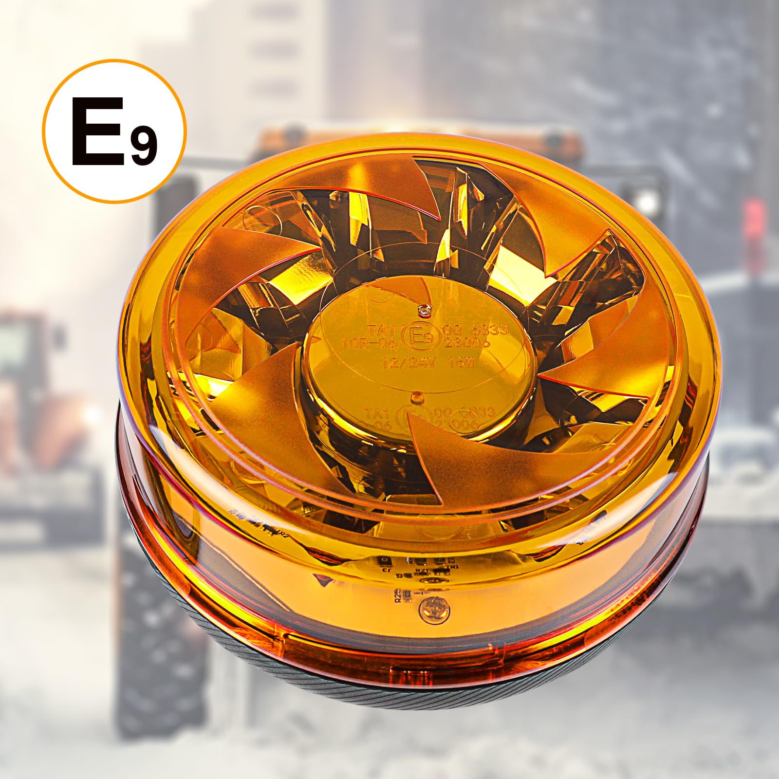 LED Amber Warning Beacon Light, 16LEDs 12/24V Orange Blinking