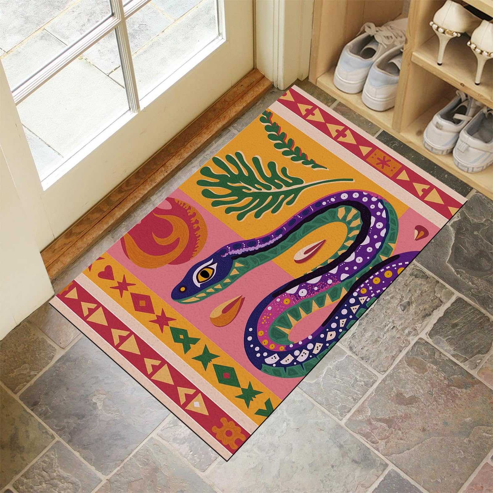 Paillasson d'entrée art abstrait 80x120 cm lavable en machine pour intérieur
