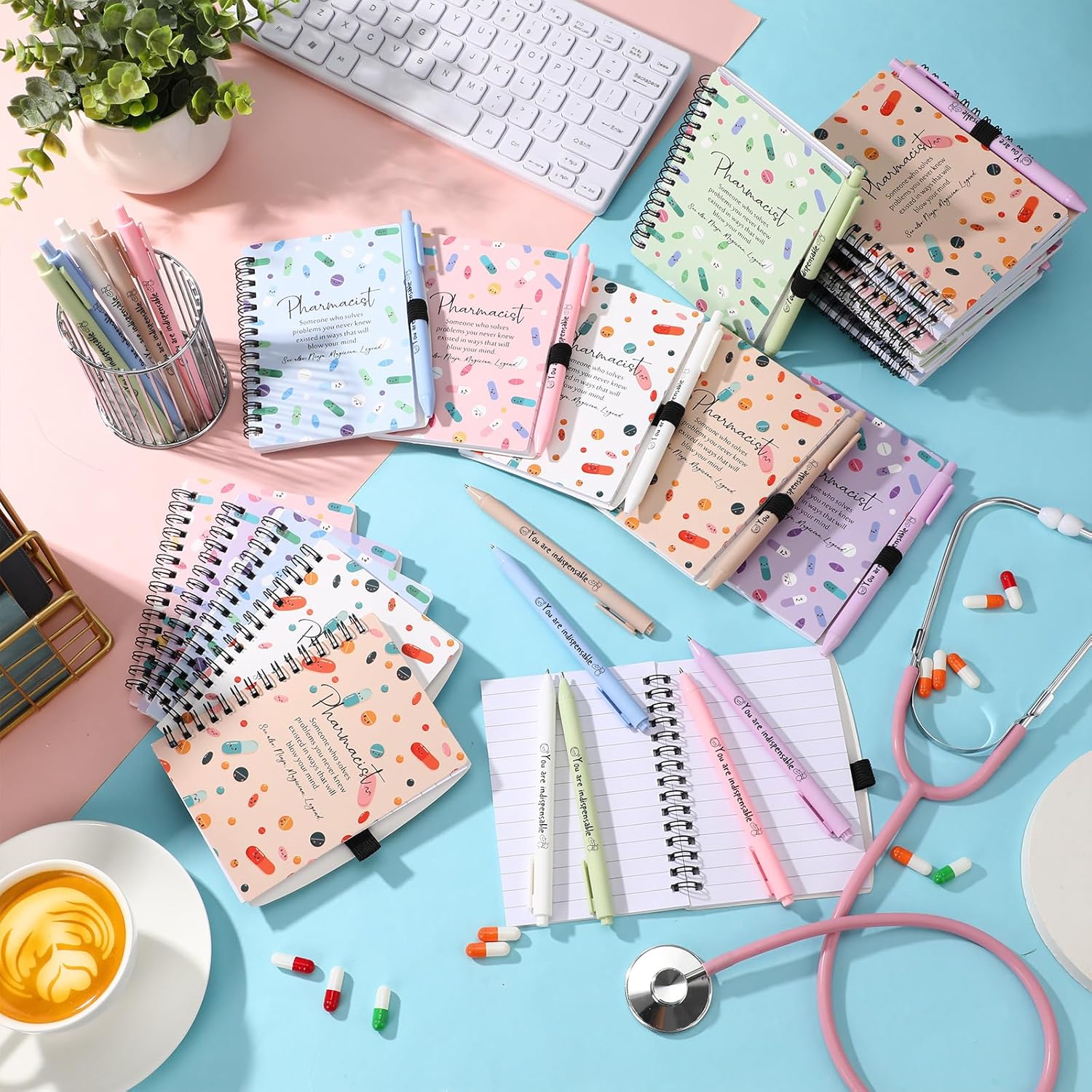 Sayglossy 48 Pcs Pharmacy Technician Gifts Bulk, Tech Appreciation Notebooks with Pens for Volunteer Nurse Doctor Medical Students