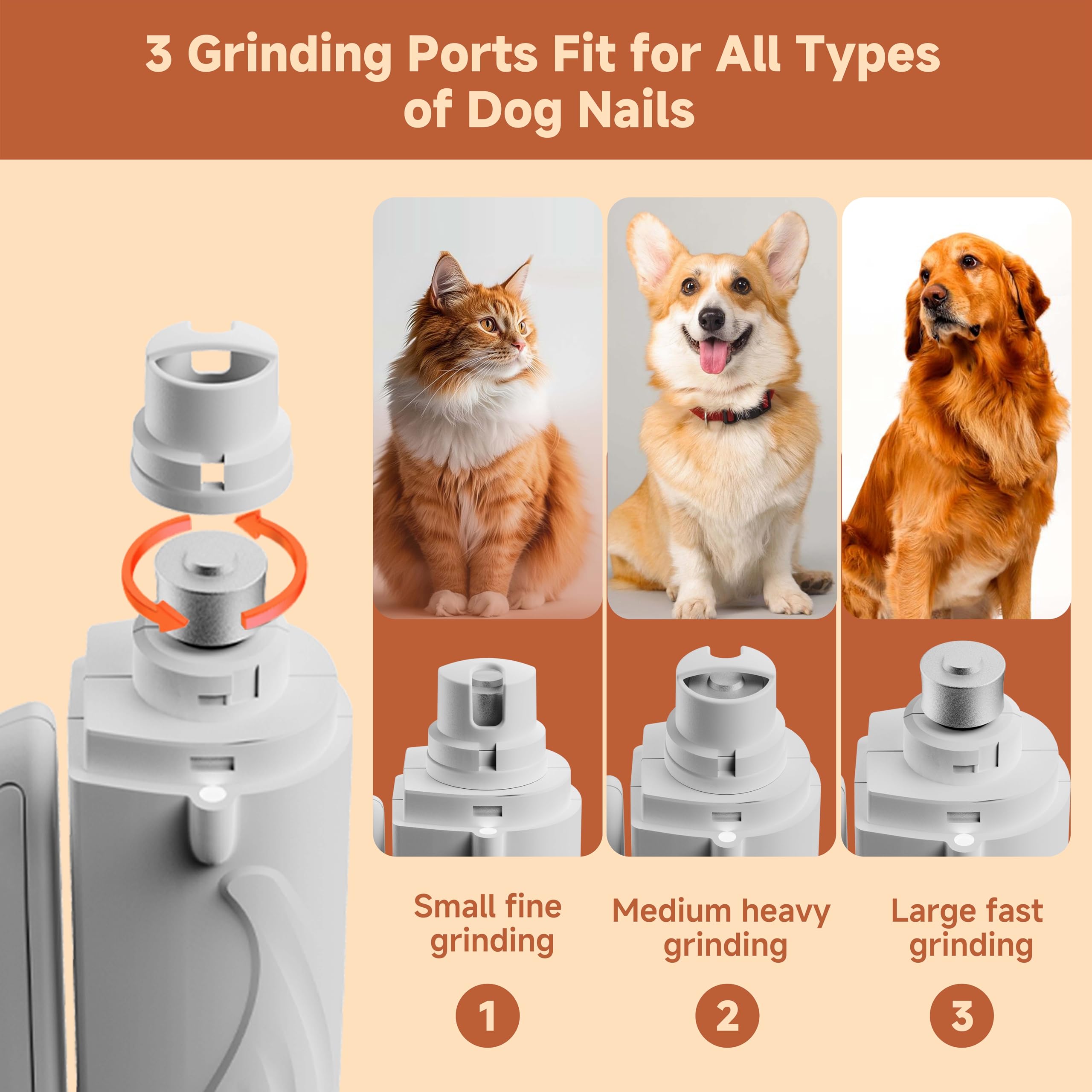 2-in-1 Dog Nail Clippers with Lights 2 LED & Dog Nail Grinder Quiet, Dog Nail Trimmers, USB Rechargeable and Splash Guard, Pet Nail Grinder for Small, Medium, and Large Dogs & Cats - image 4