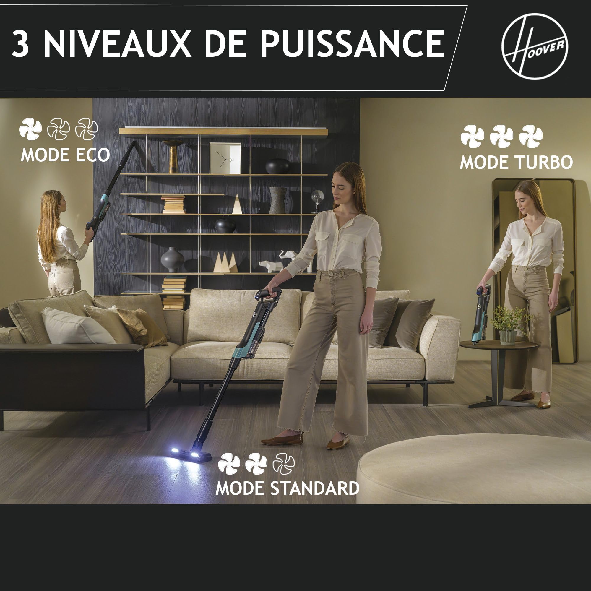 Hoover Ultra-léger HF201P Aspirateur Balai sans Fil, Turbobrosse Spécial Animaux, Technologie Ultra Compact x3, 1L, Puissant 50AW, 40 Min, Brosse Sols durs Anti-Twist, Eclairage LED, Noir & Ver
