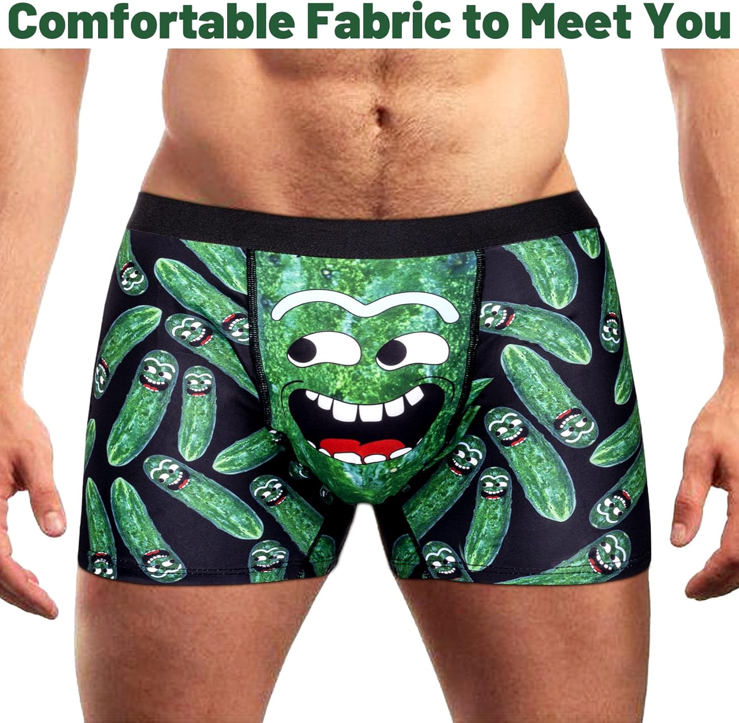 Novelty Funny Boxers Underwear Gag Gifts for Men Pickles Boxer Briefs Shorts White Elephant Gift for Adults - Image 2