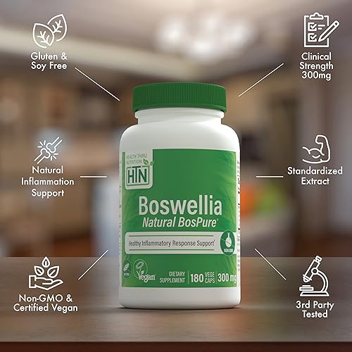 Miniatura 4 de Health Thru Nutrition Boswellia 300mg as Bospure AKBAMAX  Ácidos boswélicos de alta potencia 75% AKBA 10% AKBA  Apoyo inflamatorio saludable