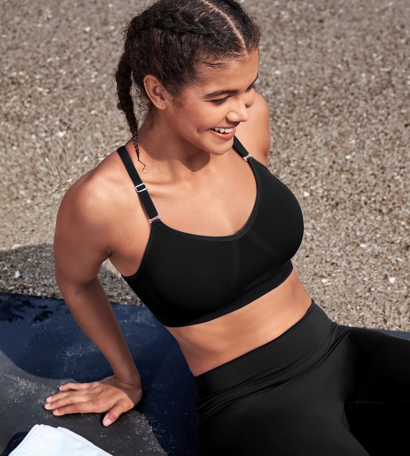 Womens Comfortable Sports Bra - Racerback Light Support Padded Yoga Bra Adjustable Spaghetti Strap Workout Bra Tops - Image 2