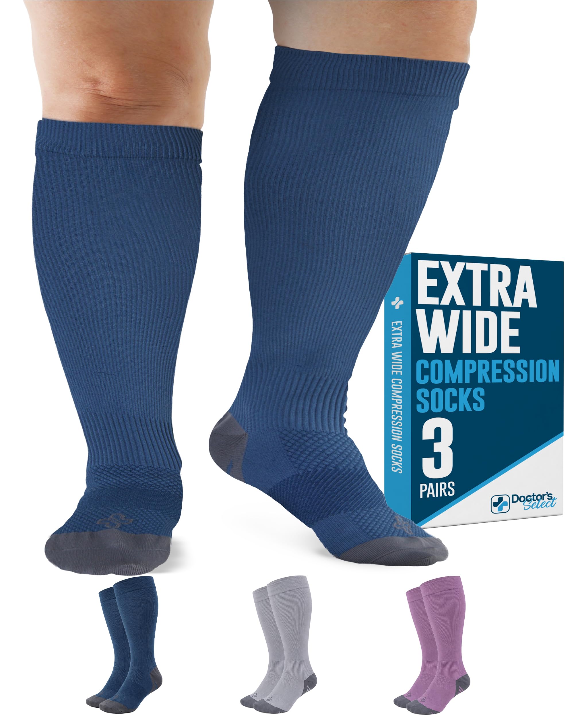 Doctor's Select 3 Pairs Plus Size Compression Socks