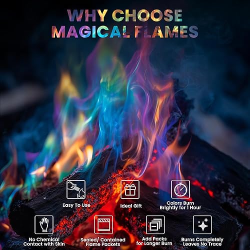 Miniatura 8 de Paquete de 25 unidades Magical Flames de varios colores crea llamas vibrantes de color del arcoiris