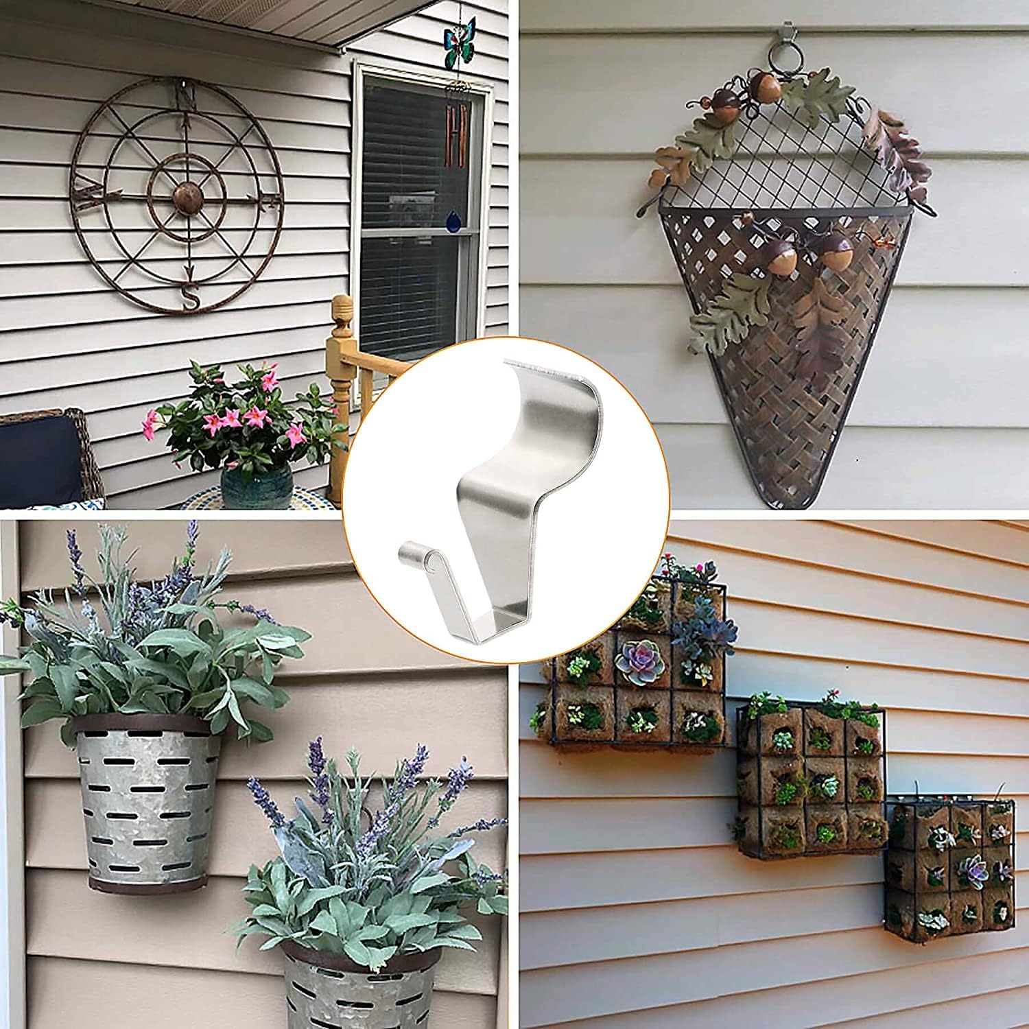 Up To 60% OFF MauSong Vinyl Siding Hooks for Hanging, Heavy Duty Outdoor Decorations Siding Hanger, Stainless Steel Vinyl Siding Clips Low Profile No-Hole Hanger Hooks, 4 Pack