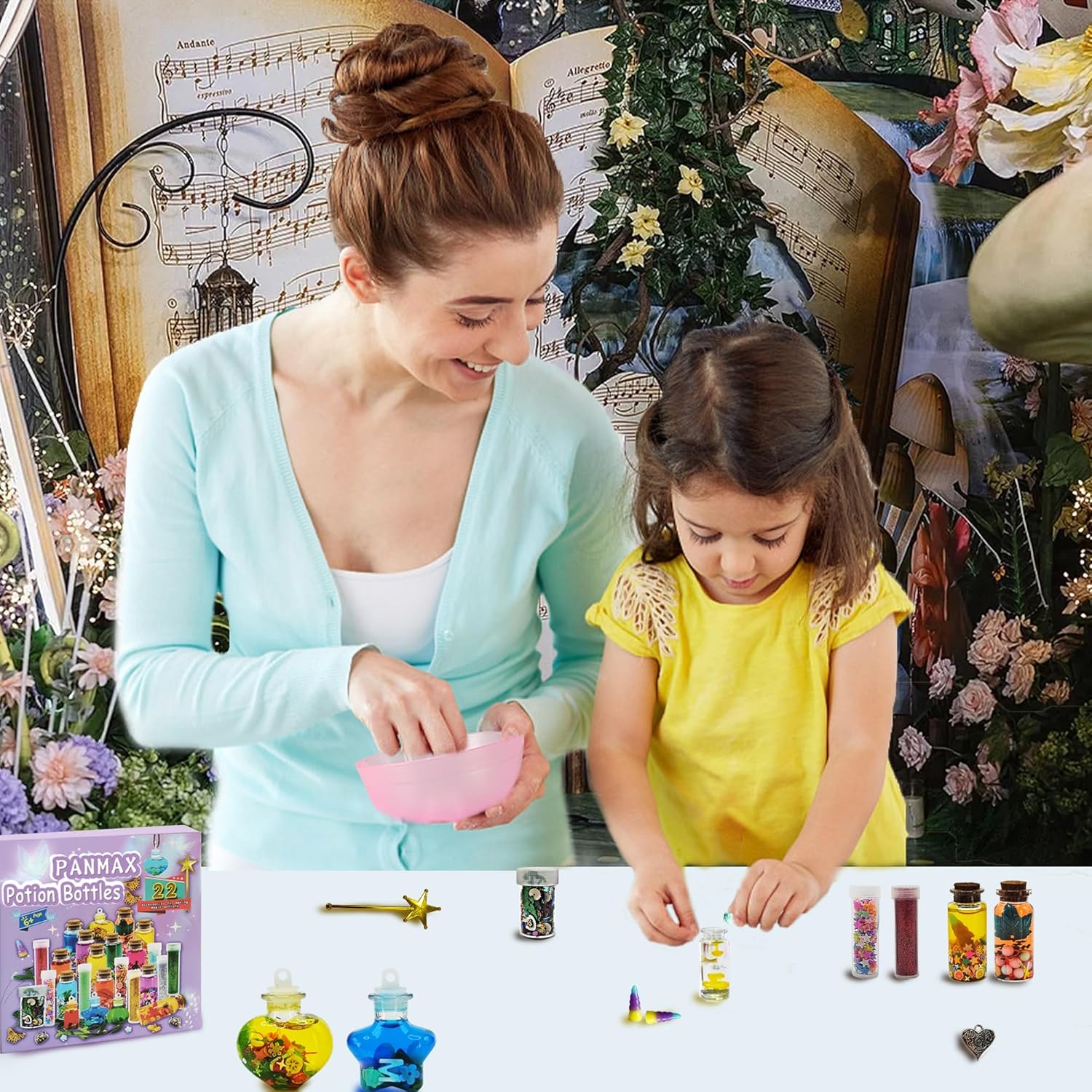 PANMAX Fairy Mixies Potion Kits for Kids,22pcs Potion Fairy Bottles,Potions Making Craft Kit,Creativity Art Toy for Girls, Fun Birthday Gift Toys for Girl 6 7 8 9 10+