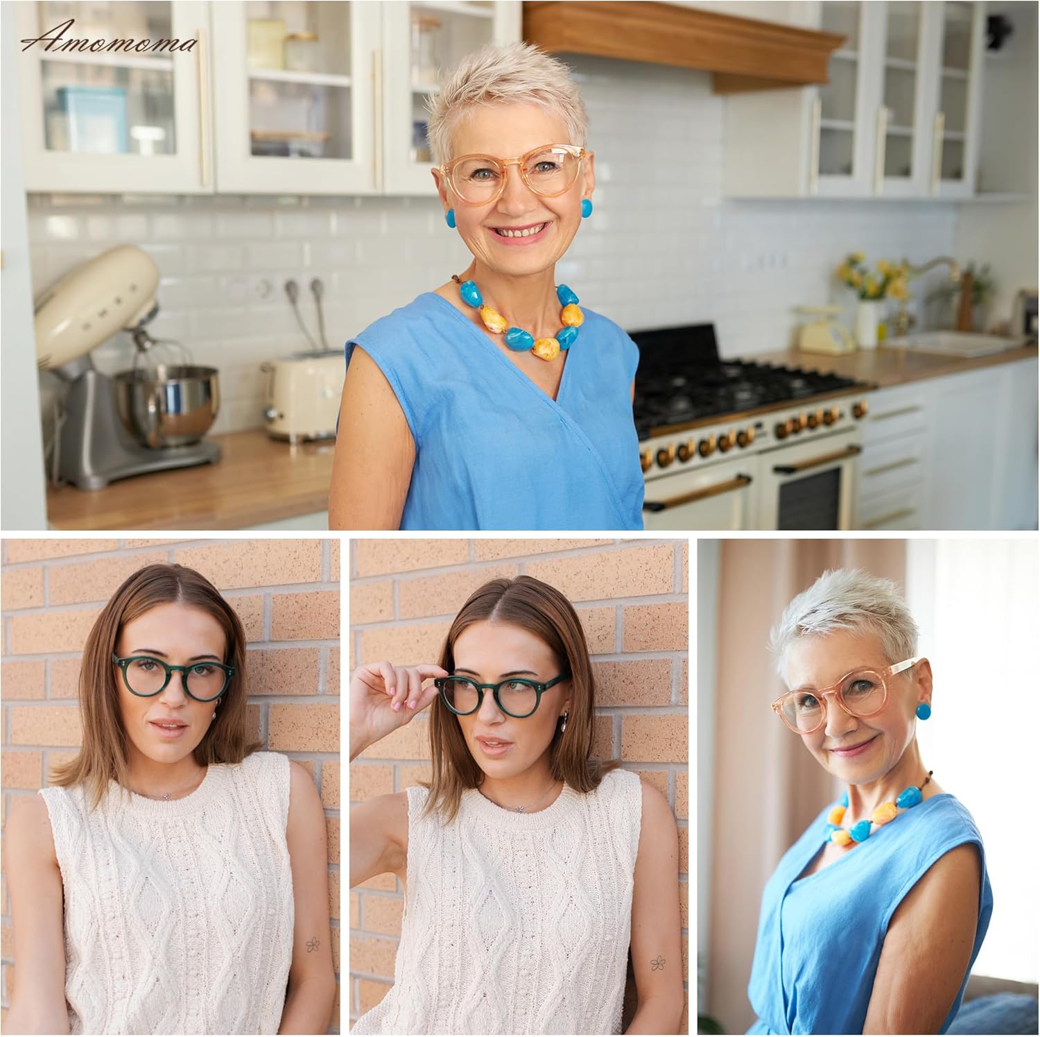 AMOMOMA 3 Pack Classic Round Reading Glasses for Women Men,Retro Blue Light Computer Reader Frame AM6142 - Image 2