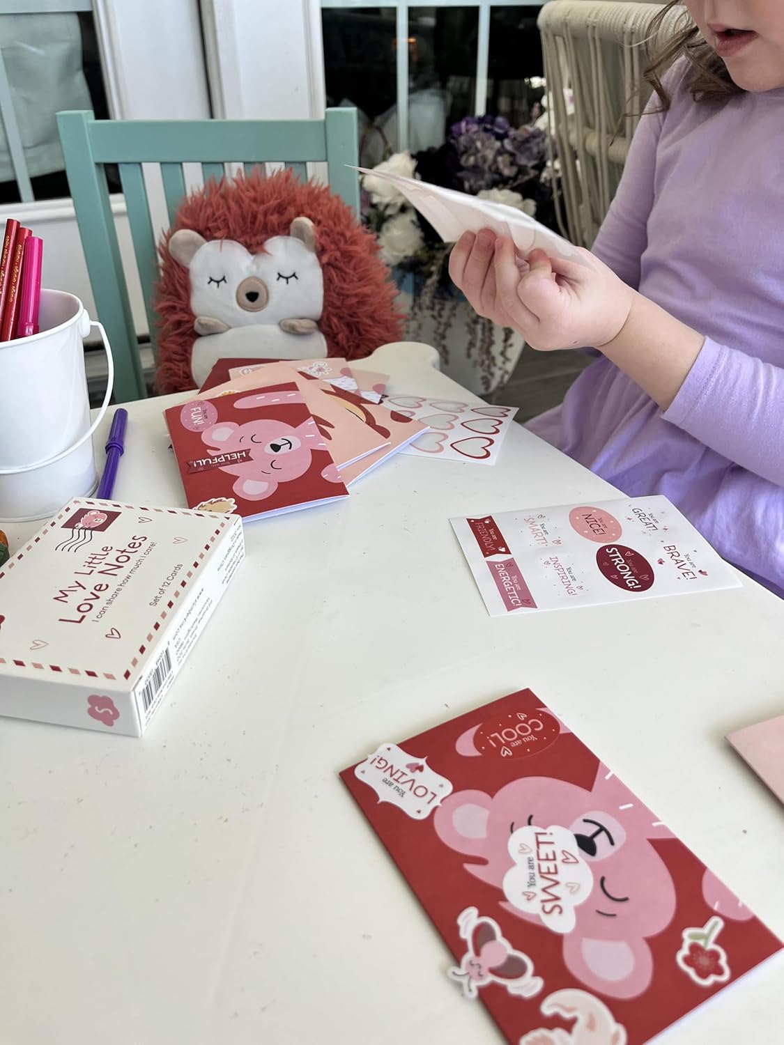 Slumberkins Hedgehug Valentines Set - Includes XL Hedgehog Plush, Thinking of You Hardcover Book & My Little Love Notes Cards