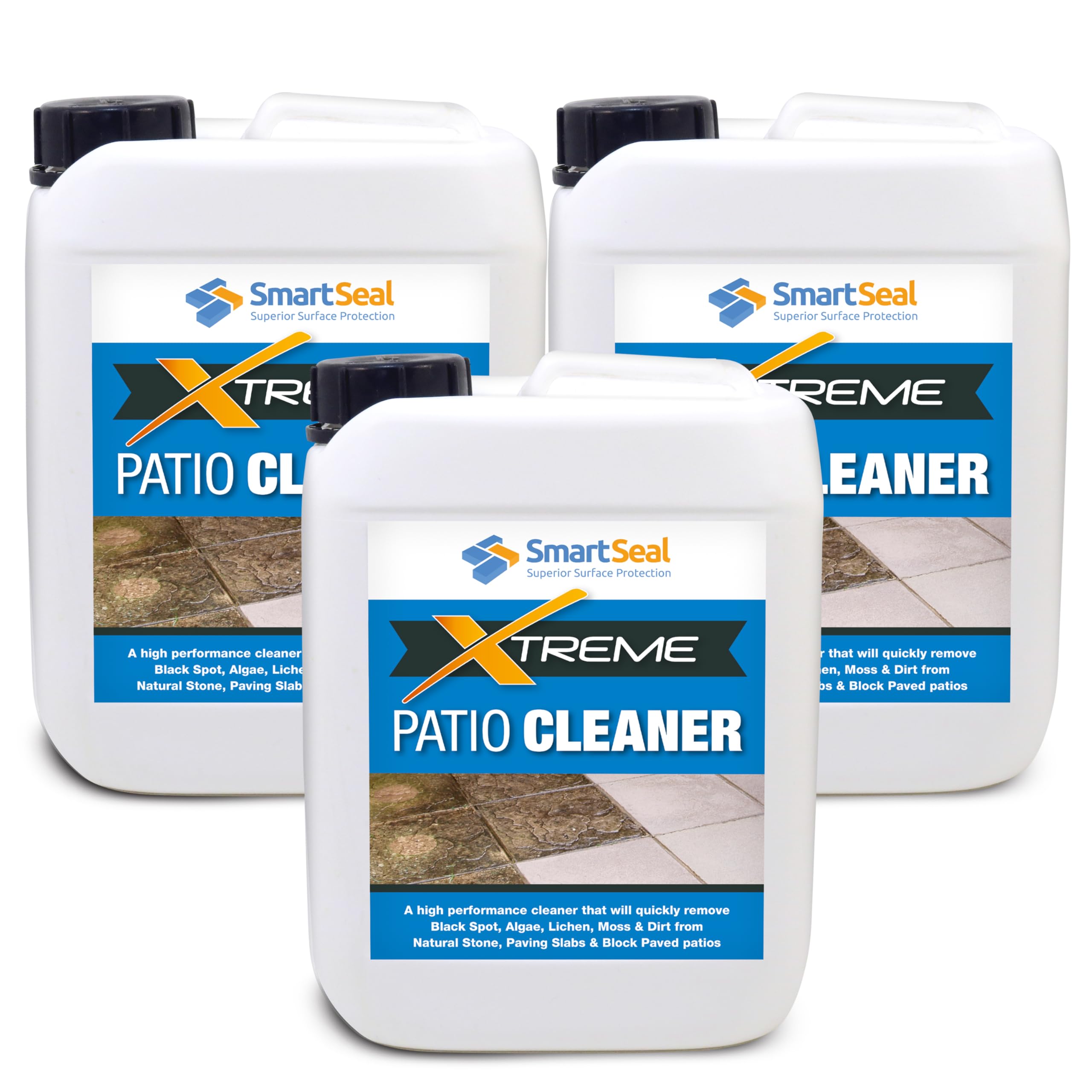 SmartSeal Patio Cleaner Xtreme - 3 x 5L - Powerful Black Spot Remover Patio Cleaner & Rapid Mould Lichen and Algae Remover for Cleaning Stone Paving, Concrete, Sandstone, Porcelain, Slate & Granite โ image 1