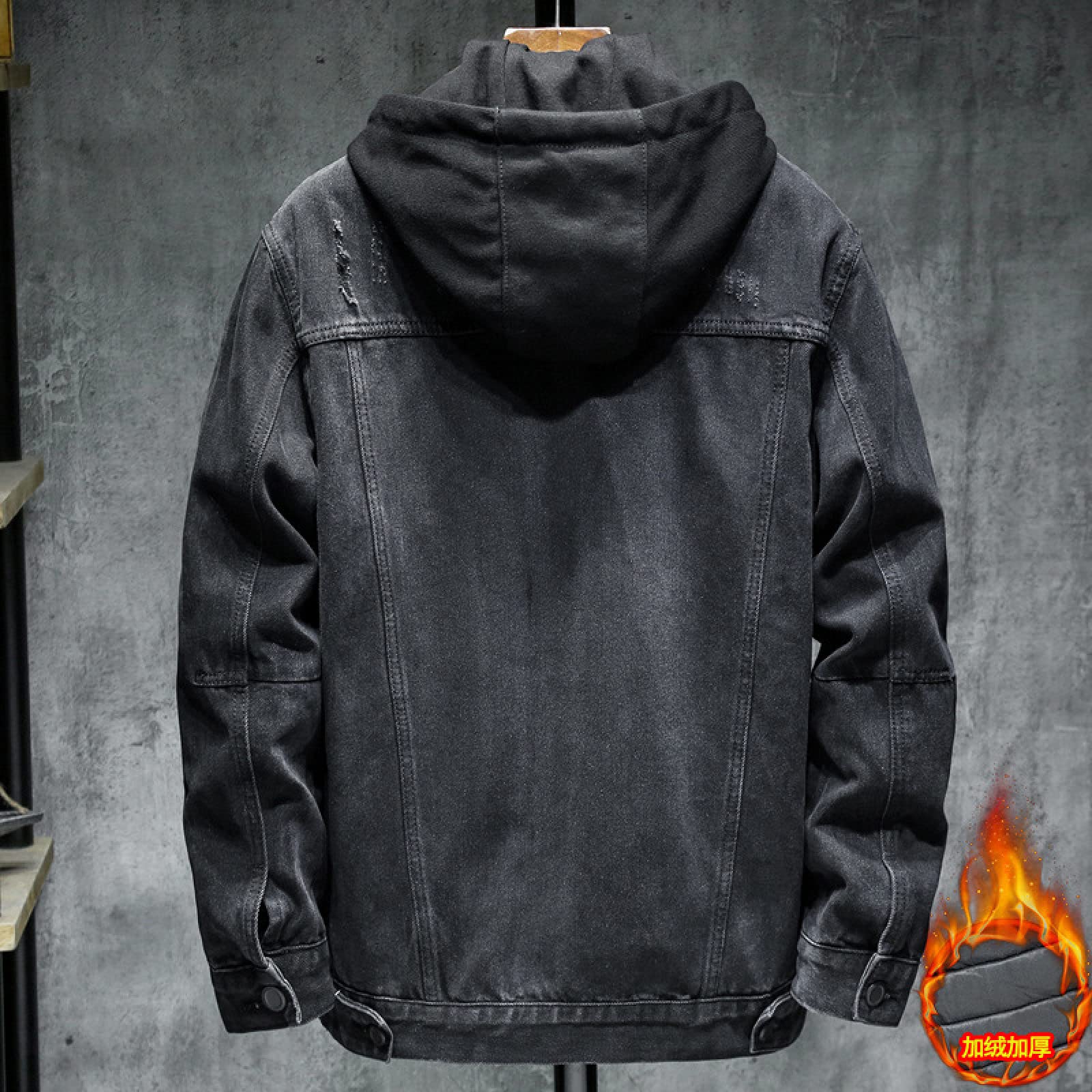 Chaqueta Vaquera Forrada Para Hombre - Abrigo De Vaquero Occidental Sherpa De Invierno Acolchado Con Capucha, Herramientas Multibolsillos Thicken Trucker Jeans Outwear, Abotonado Manga Larga Tall
