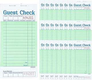 Budgenix Guest Checks Server Note Pads 24 Pack 1200 Orders, Green Guest Check Pads with Bottom Receipt, Waitress Notepad for Restaurant Business