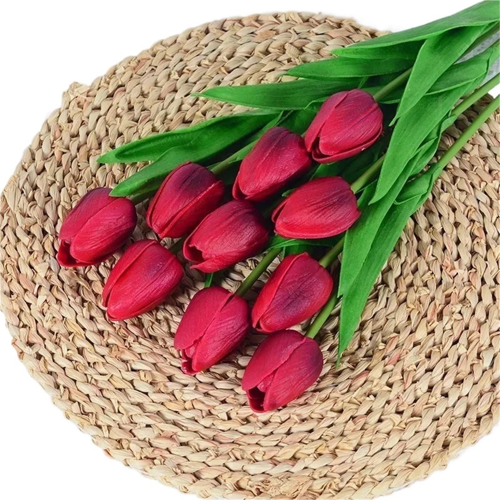 Dcrxz Artificial Flowers 10PCS Artificial Tulip Flower Bouquet Real Touch PE Foam Fake Flower for Wedding Decoration Flowers for Home Garden Decoraive(A-06)