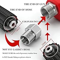 Vista 5 de Hourleey Pressure Washer Gun and Hose Kit, 30 FT Kink Resistant Power Washer Hose and Replacement Wand Extension, 5 Nozzle Tips, M22-14 Fitting