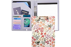 PU Leather Padfolio Case for Women, Cute Binder Foldable Clipboard for Travel, Business, School, Purple