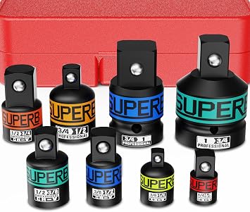1/4 3/8 1/2 3/4 1 Inch Drive Impact Socket Adapter Set, 8 Piece Ratchet Socket Adapters, Socket Reducer Wrench Adapter for Mechanics DIYers Automotive Repair