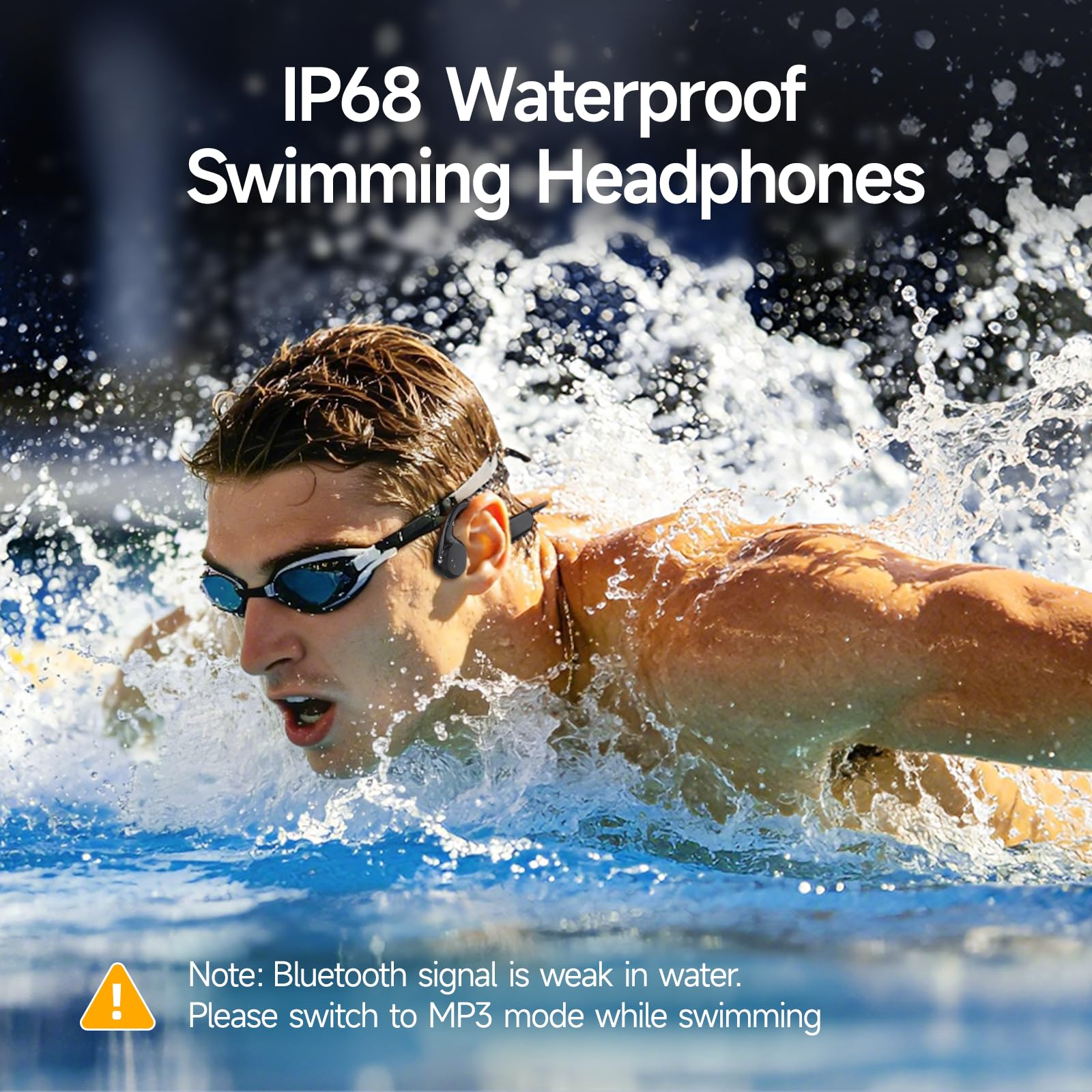 Cuffie subacquee, impermeabili IP68, a conduzione ossea, 8 G, MP3, orecchio aperto, per nuoto, ciclismo, corsa, con microfono, Bluetooth 6.2