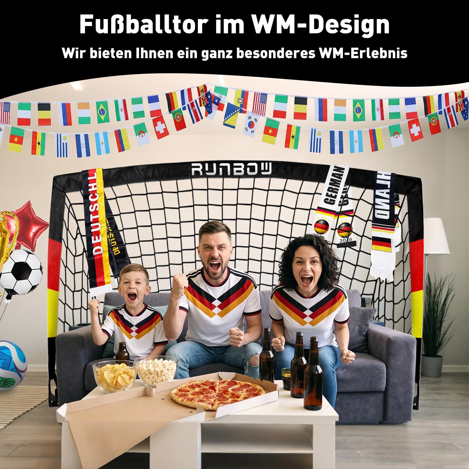 213 x 152cm Kinder Fußballtor, Faltbar Outdoor Übung Fußballnetz für Garten