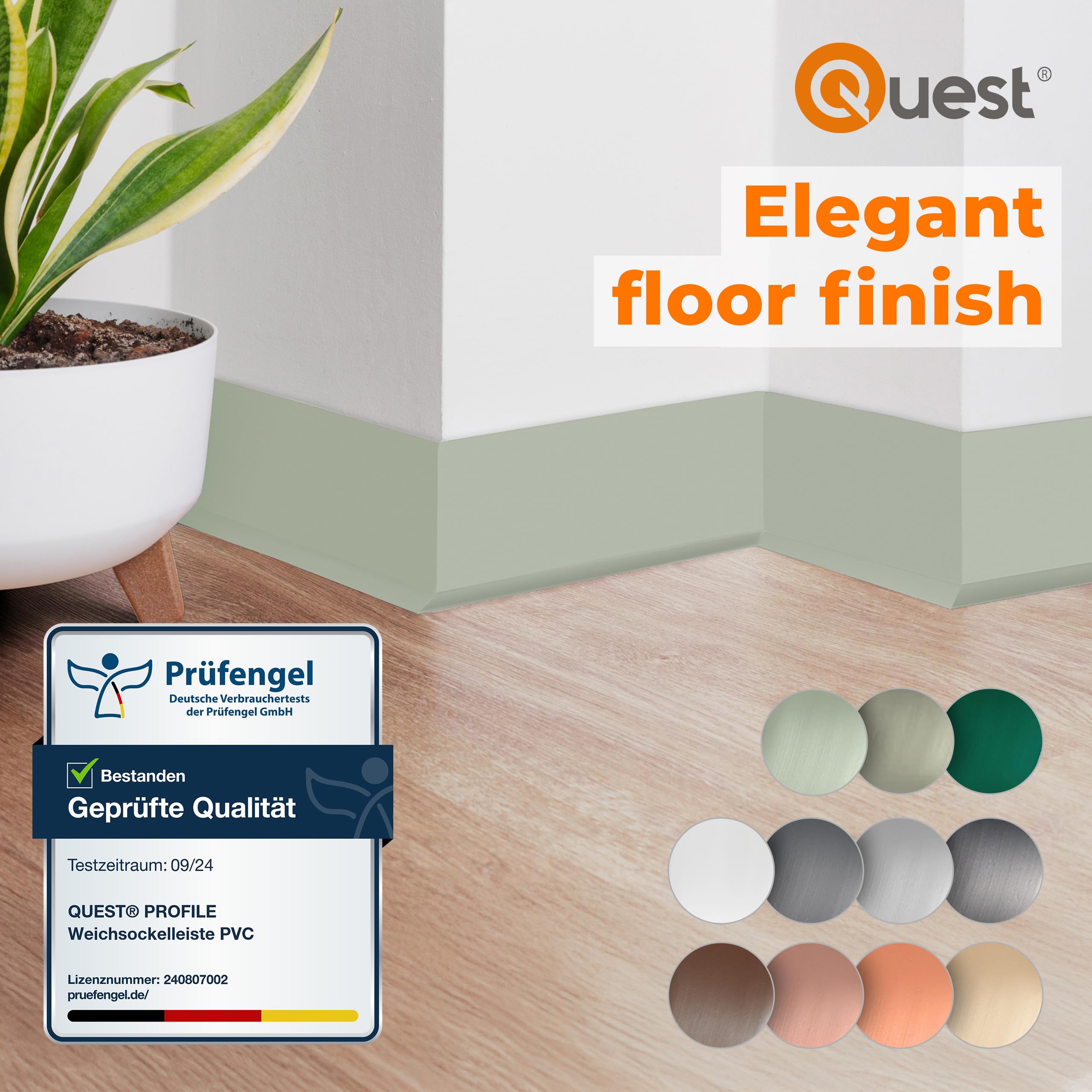 Quest Battiscopa Morbido 70 x 20 mm Flessibile - Sabbia, 15 mb | Zoccolo decorativo in PVC per pareti e pavimenti, resistente ad acqua e muffa, senza forare, resistente ai raggi UV