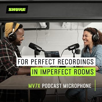 Shure MV7X Microphone - XLR Only Pro Quality Dynamic Mic for Podcasting & Vocal Recording, Voice-Isolating Technology, All Metal Construction, Mic Stand Compatible, Optimized Frequency - Black
