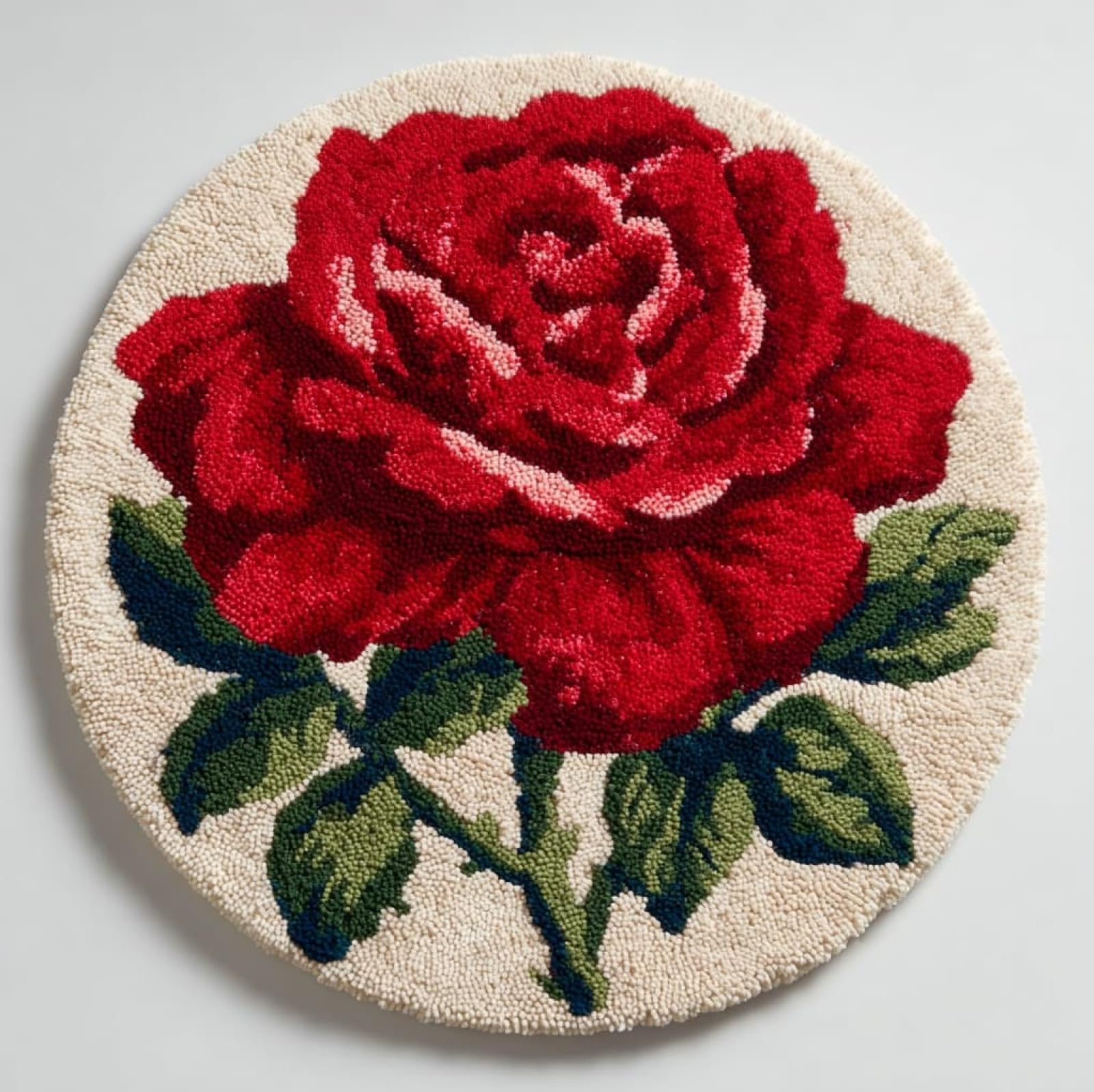 Wallustrioaw 004 Diy Carpet Latch Hook Kits,Red Roses,Latch Hook Rug Kits For Adults Beginners Diy Needlework Crocheting Rug Home Decor,50X50cm