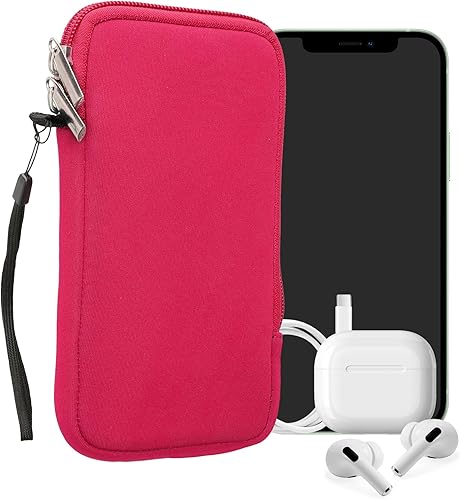 Miniatura 89 de kwmobile Bolsa de neopreno para teléfono tamaño XL - 6.7/6.8 pulgadas - Funda universal para celular con cremallera, correa para la muñeca, amarillo
