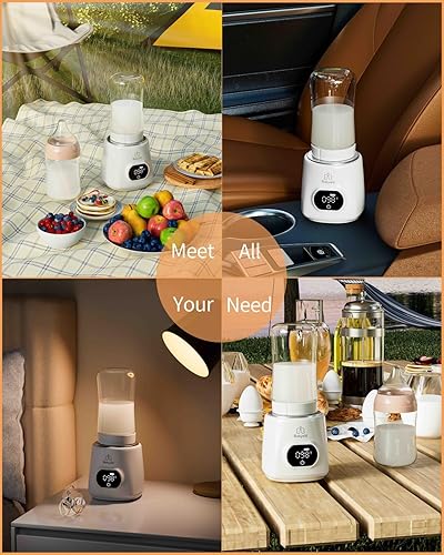 Miniatura 8 de Calentador de botellas portátil, calentador de botellas de calentamiento rápido con 4 adaptadores, calentador de botellas de control inteligente de