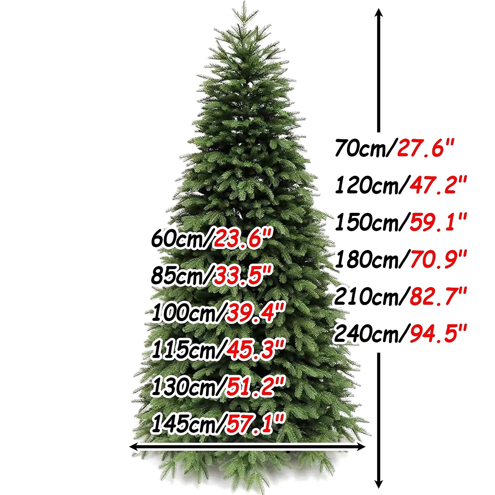 Arbol de Navidad Artificial 70/120/150/180/210/240 cm Plantas Artificiales Pequeño Verde Material PE Árbol de Navidad Decorado para EI Hogar, la Oficina y Fiestas(150cm/59.1")