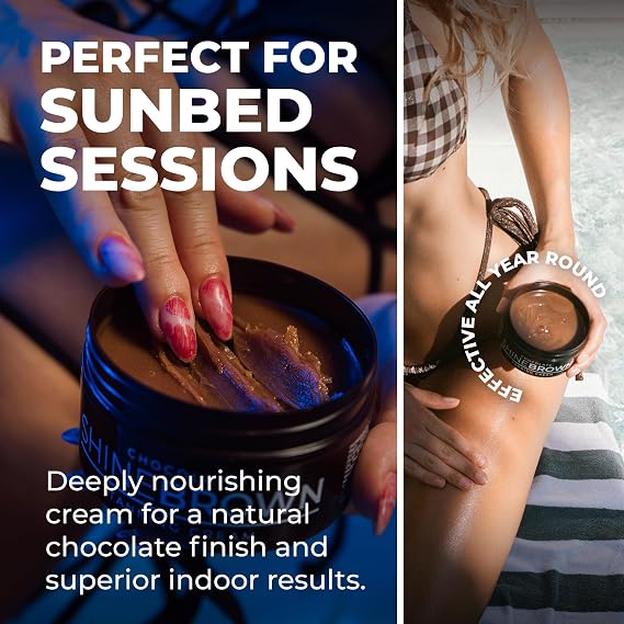 BYROKKO Shine Brown Chocolate Sunbed Tanning Accelerator (200 ml), Sunbed Cream Effective In Sunbeds & Outdoor Sun, Super XXL Fast Bronzing Cream for Intense Chocolate Tan