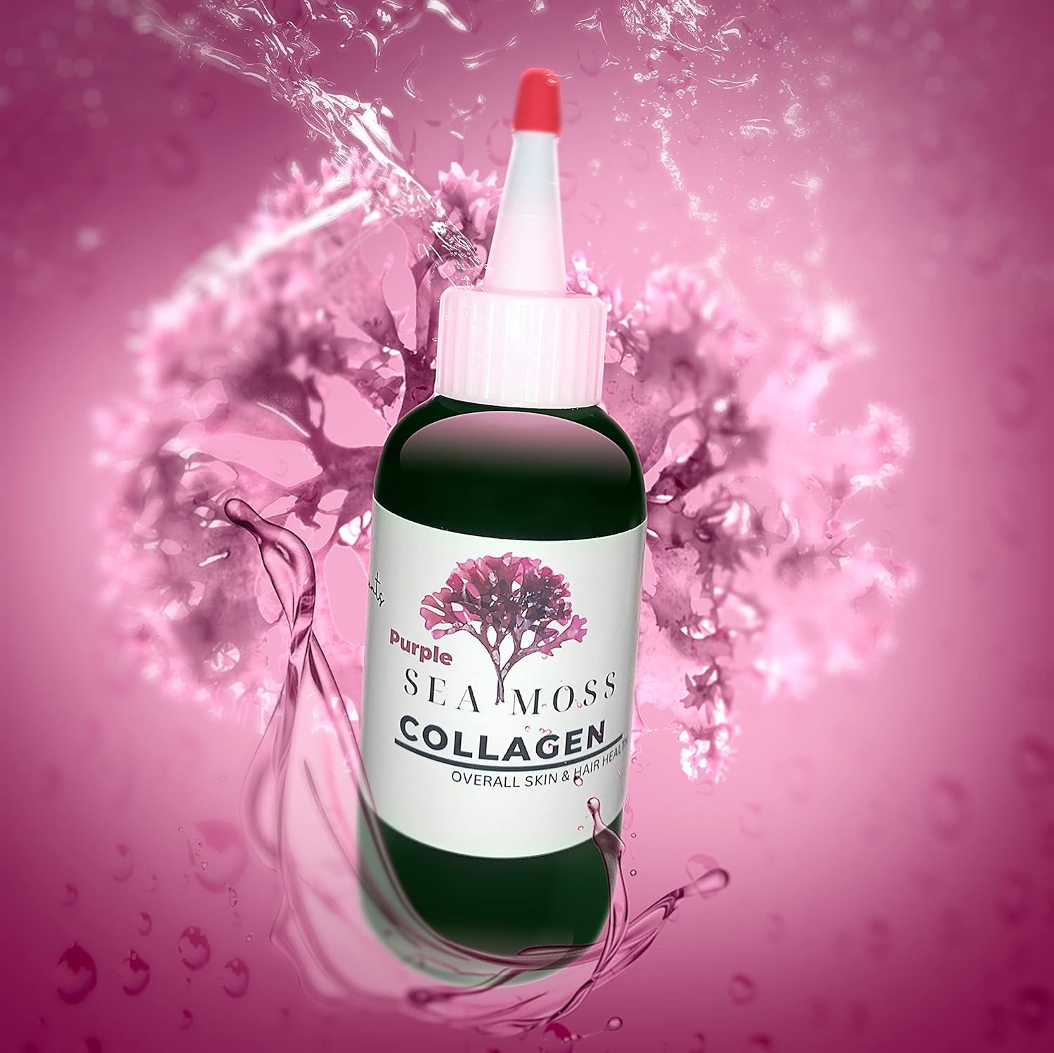 Skin and Hair Oil (Purple Sea Moss - Skin and Scalp Seamoss with Collagen, Olive, Coconut Oil - Hydrating Collagen for Tightening and Scalp Care)
